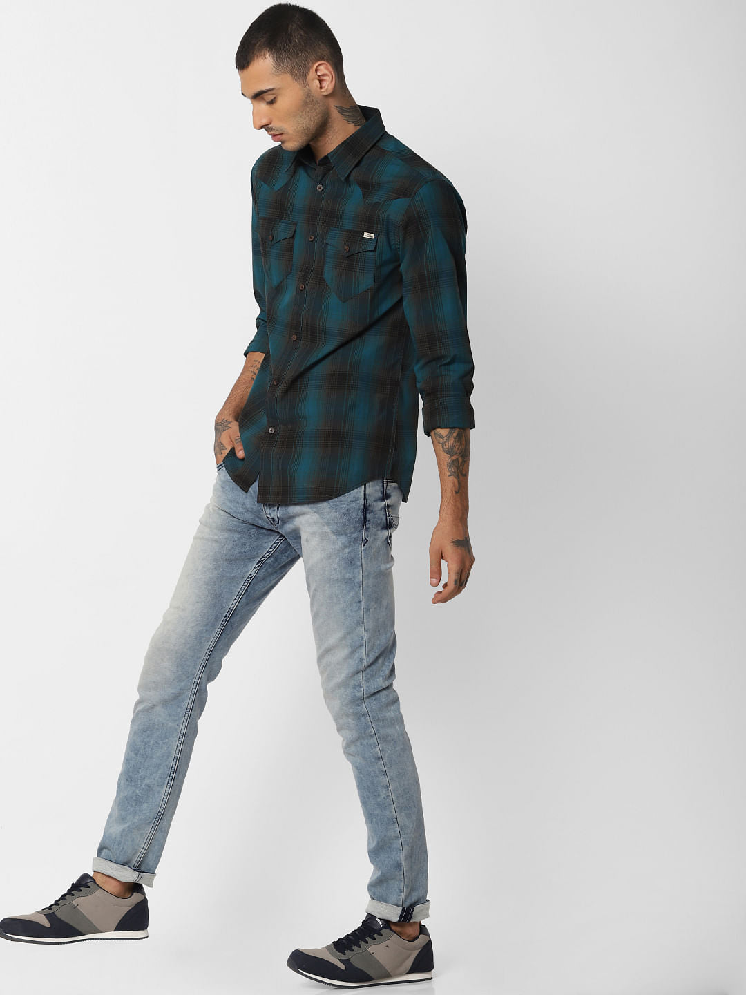 Blue Check Full Sleeves Shirt