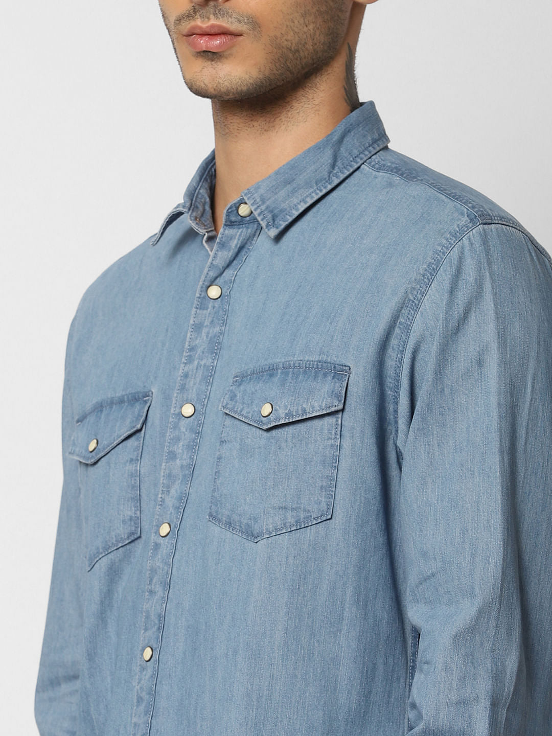 Light Blue Denim Full Sleeves Shirt