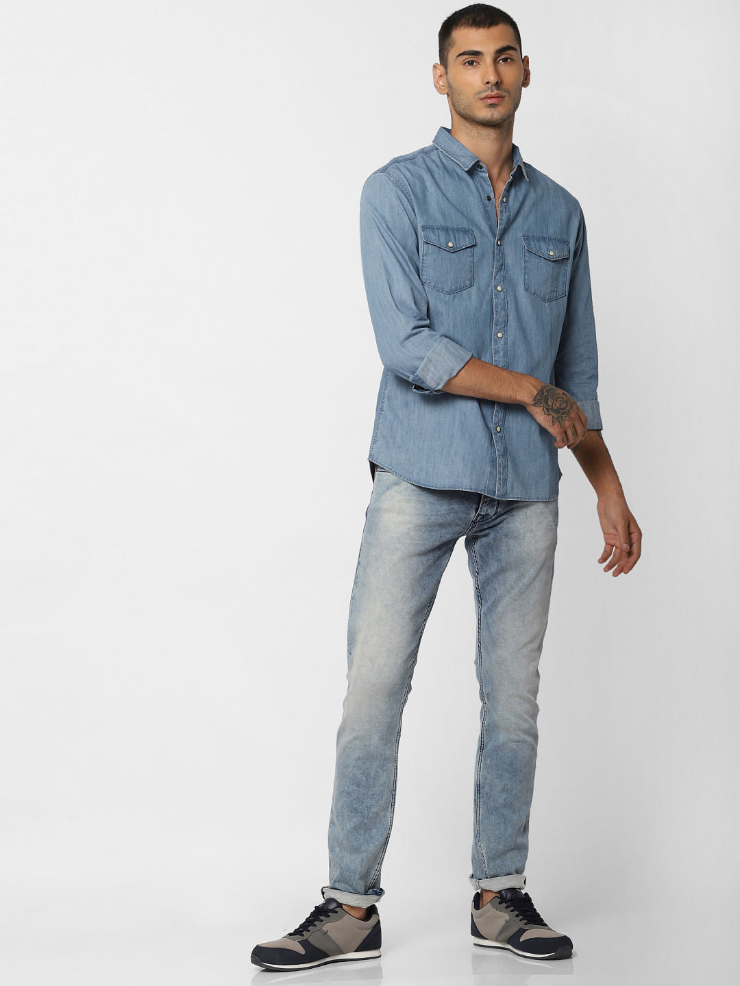 Light Blue Denim Full Sleeves Shirt