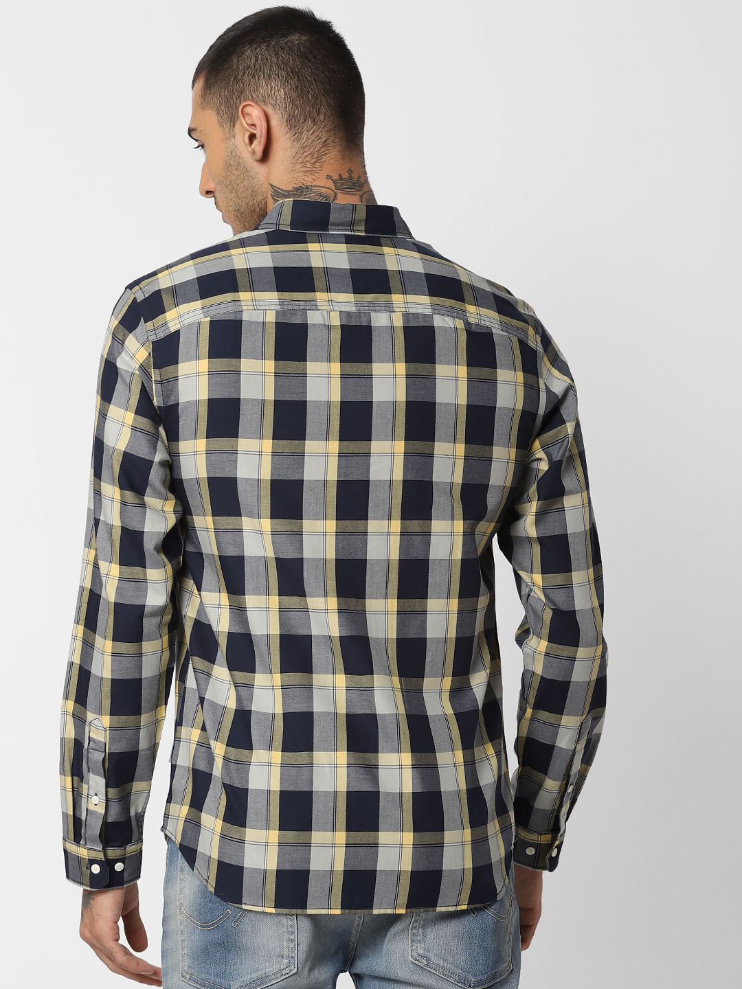Yellow Check Full Sleeves Shirt