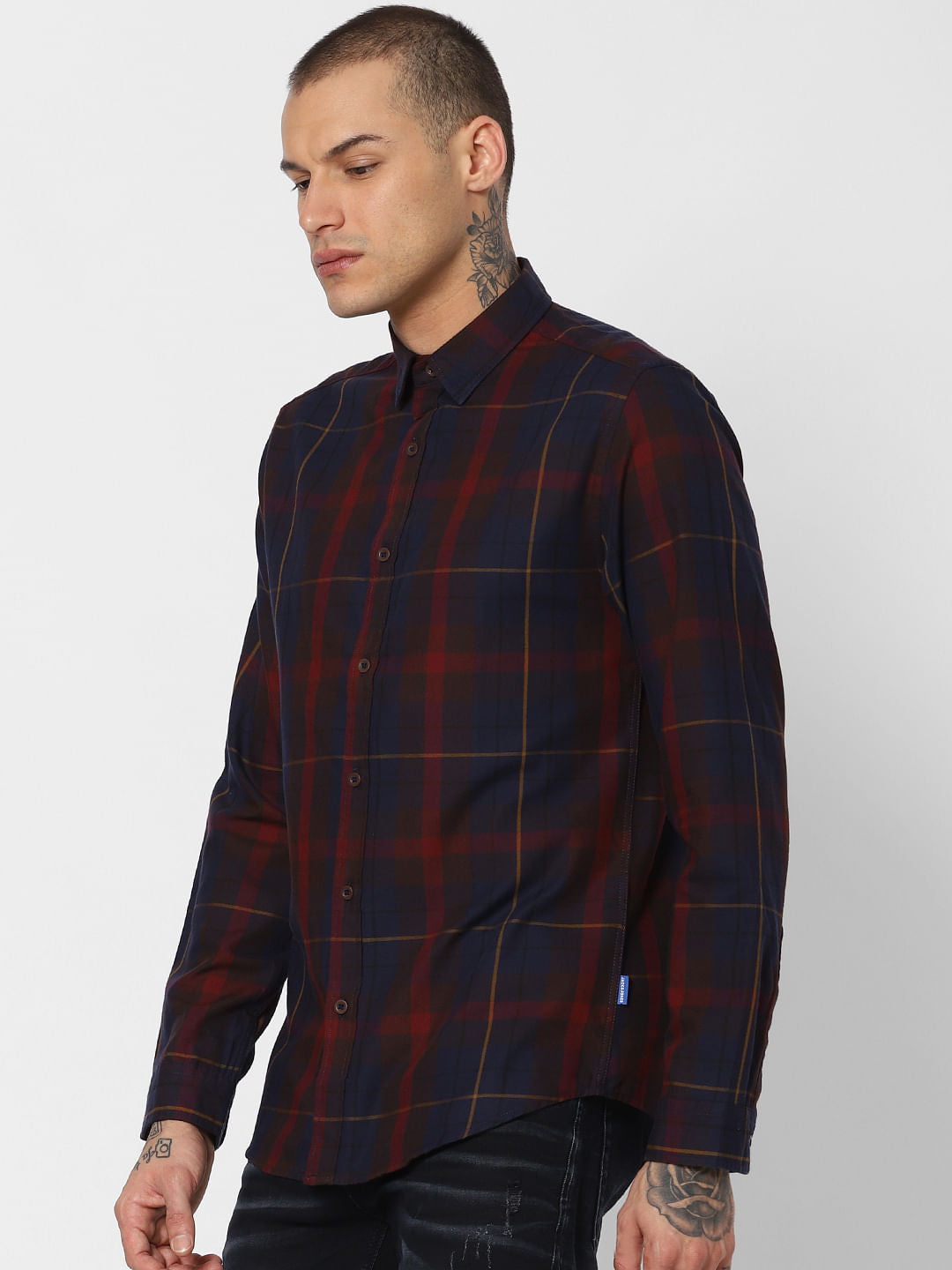 Maroon Check Full Sleeves Shirt