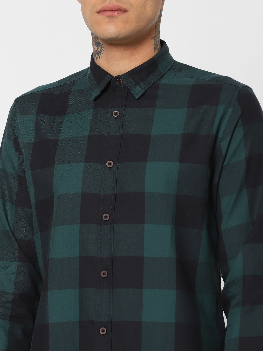 Green Check Full Sleeves Shirt