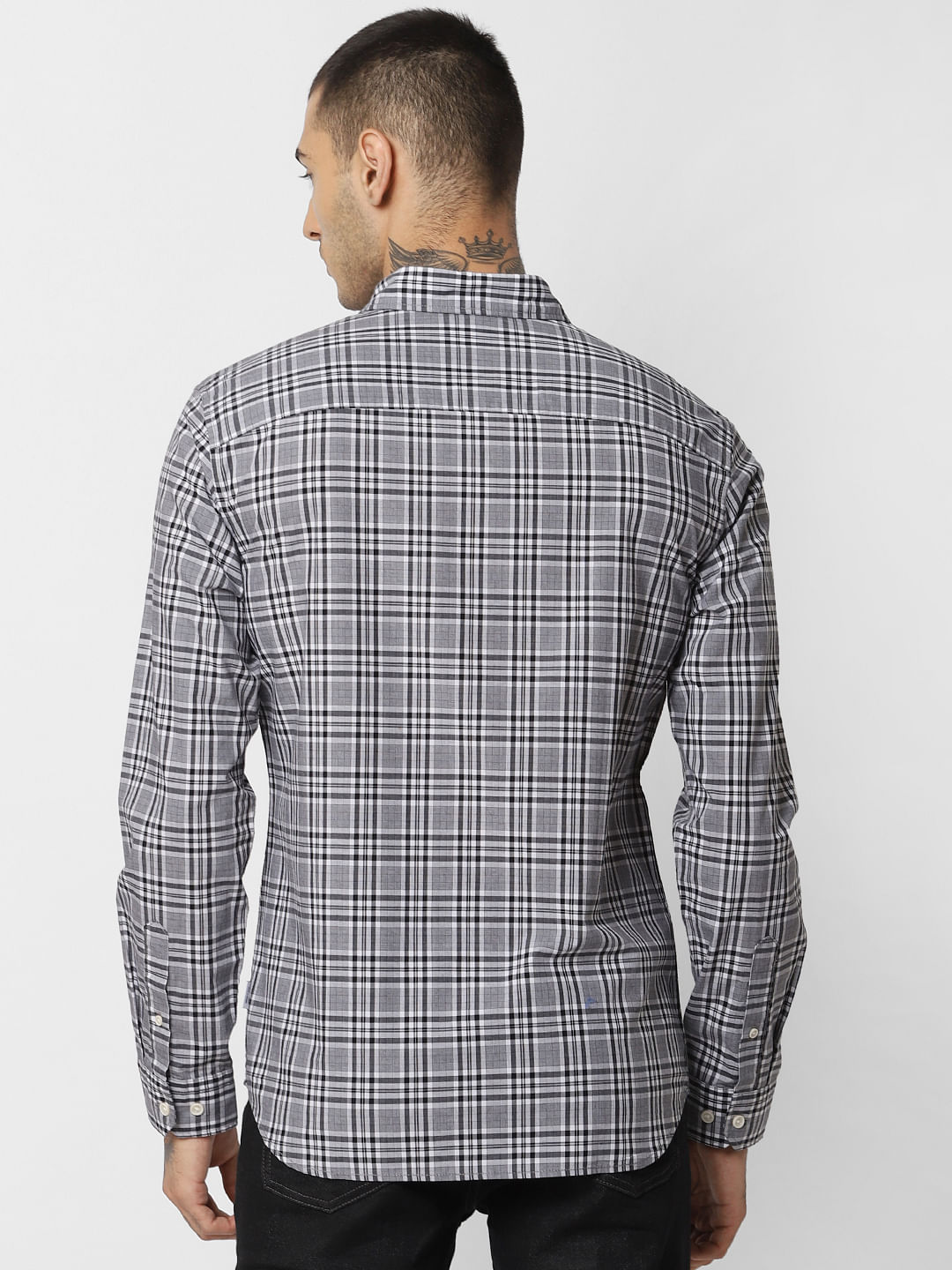 Grey Check Full Sleeves Shirt