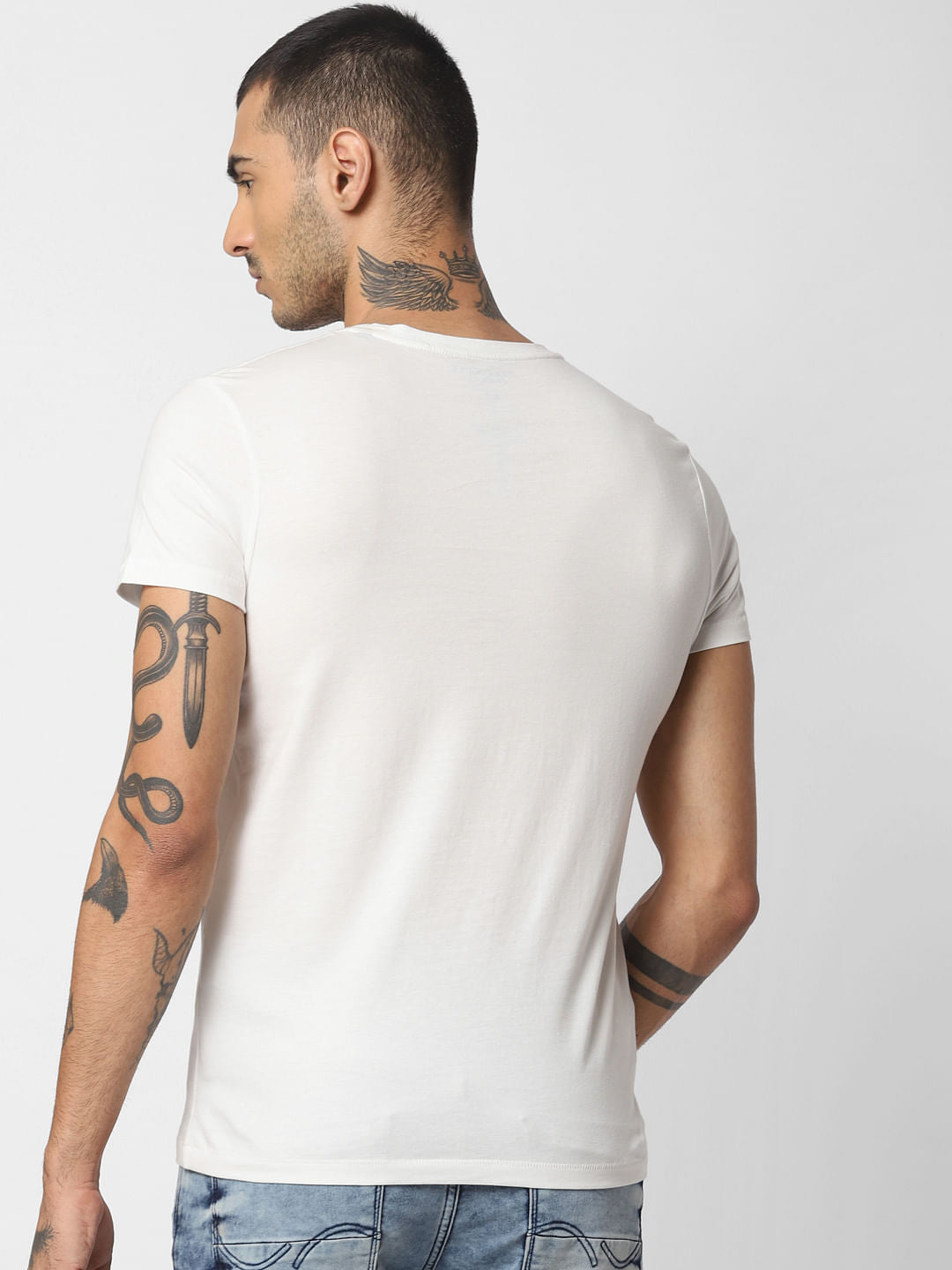 White Graphic Print Crew Neck T-shirt