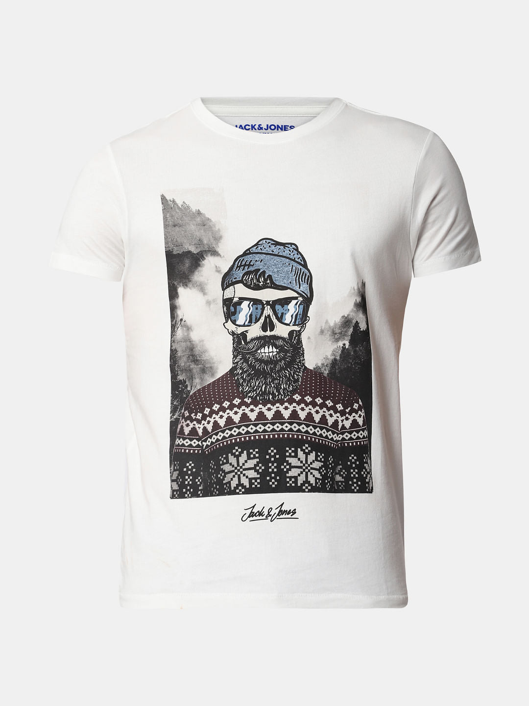 White Graphic Print Crew Neck T-shirt