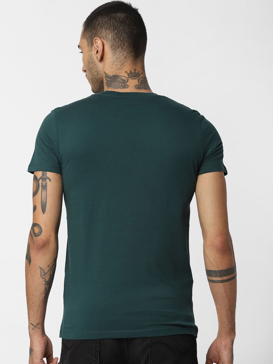 Green Slogan Print Crew Neck T-shirt
