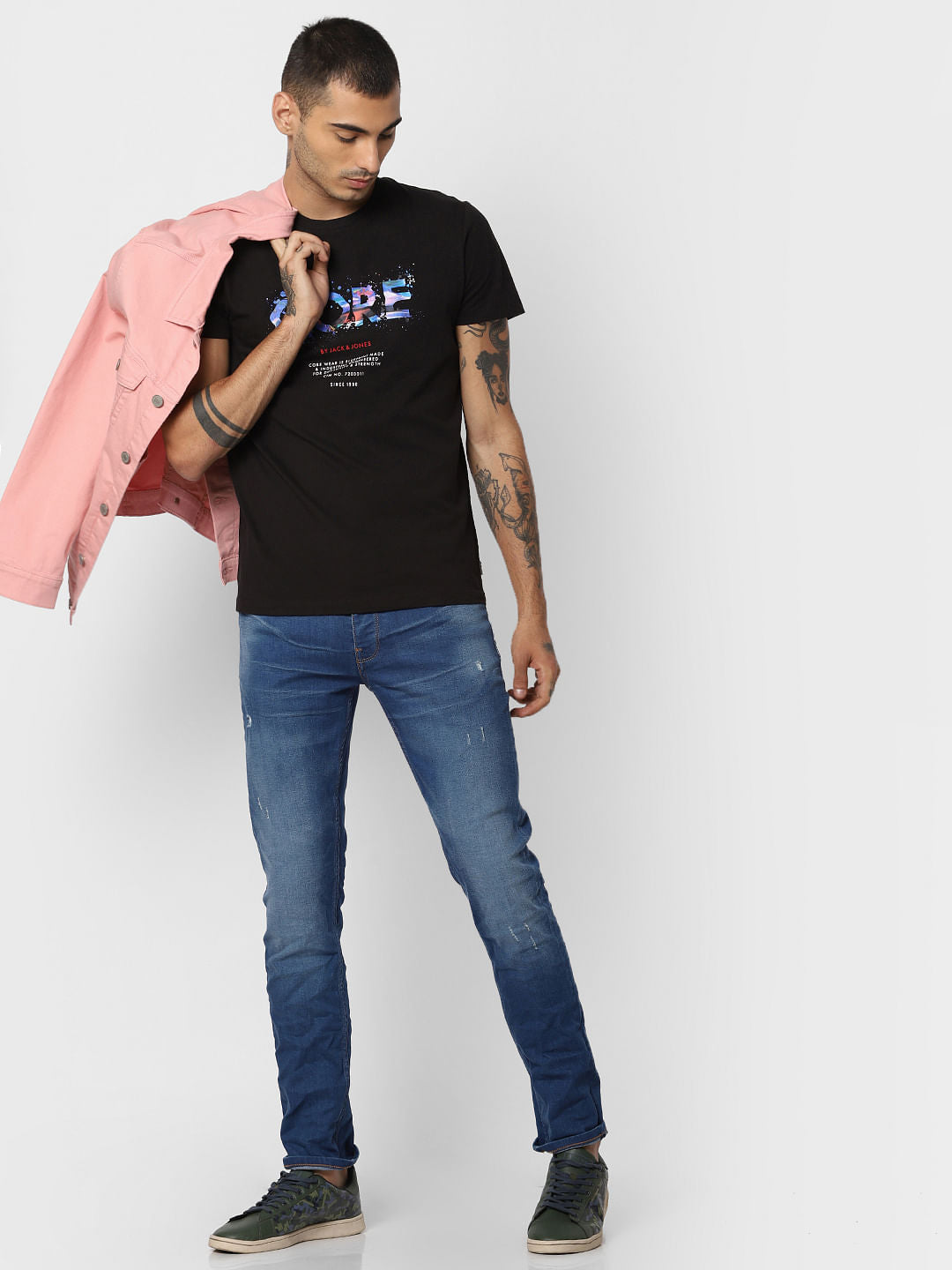 Black Logo Print Crew Neck T-shirt
