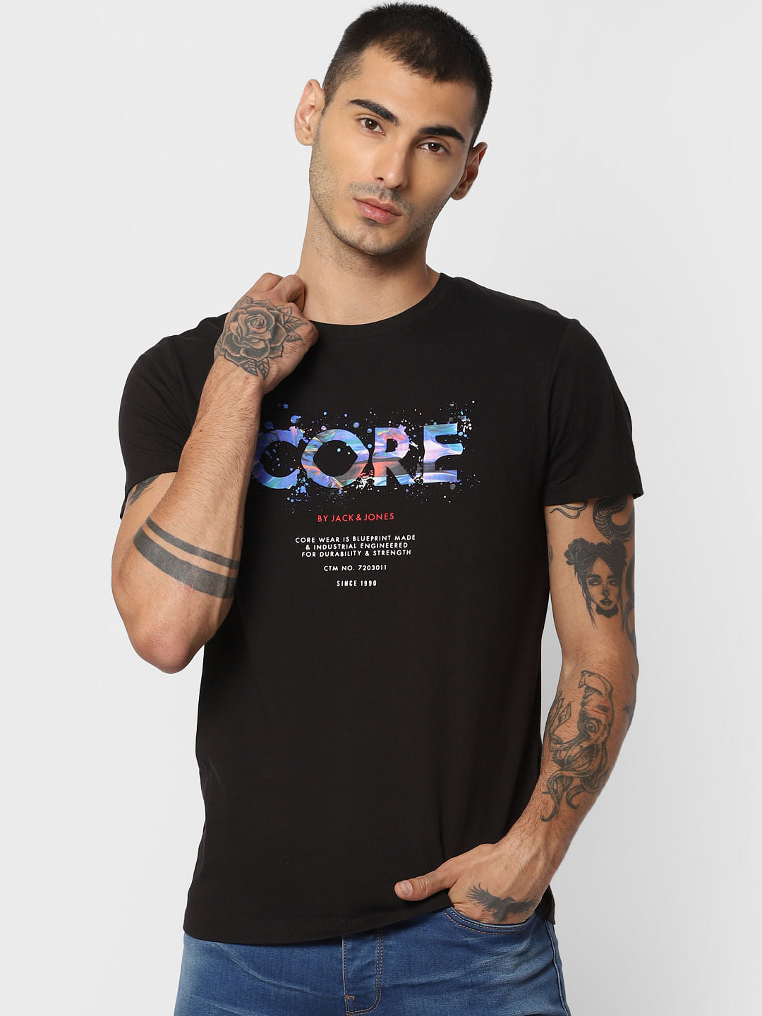 Black Logo Print Crew Neck T-shirt