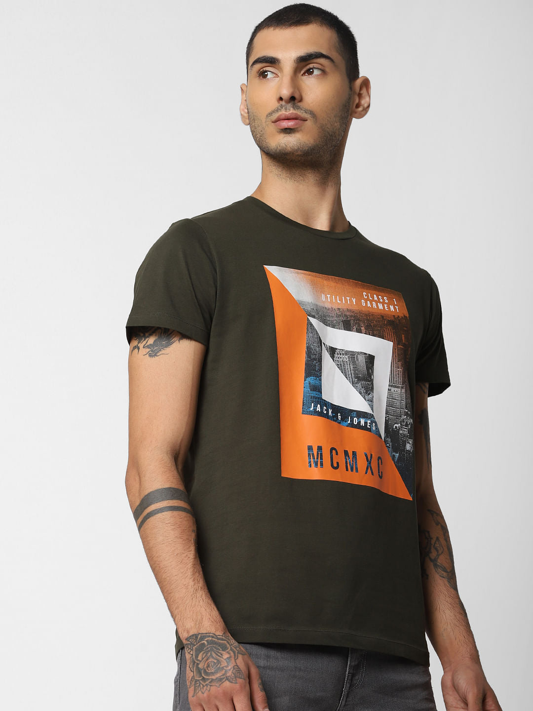 Green Graphic Print Crew Neck T-shirt