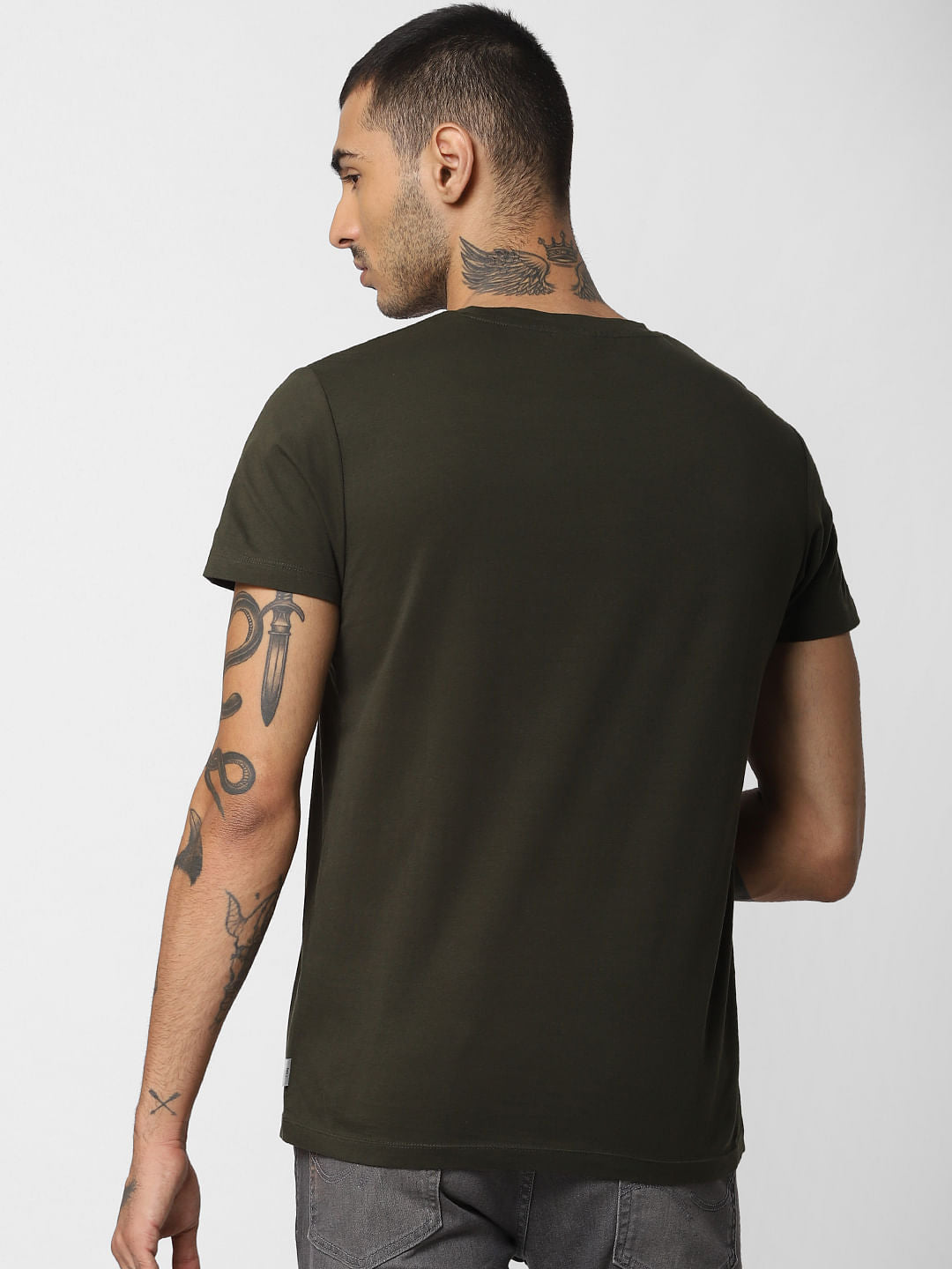 Green Graphic Print Crew Neck T-shirt