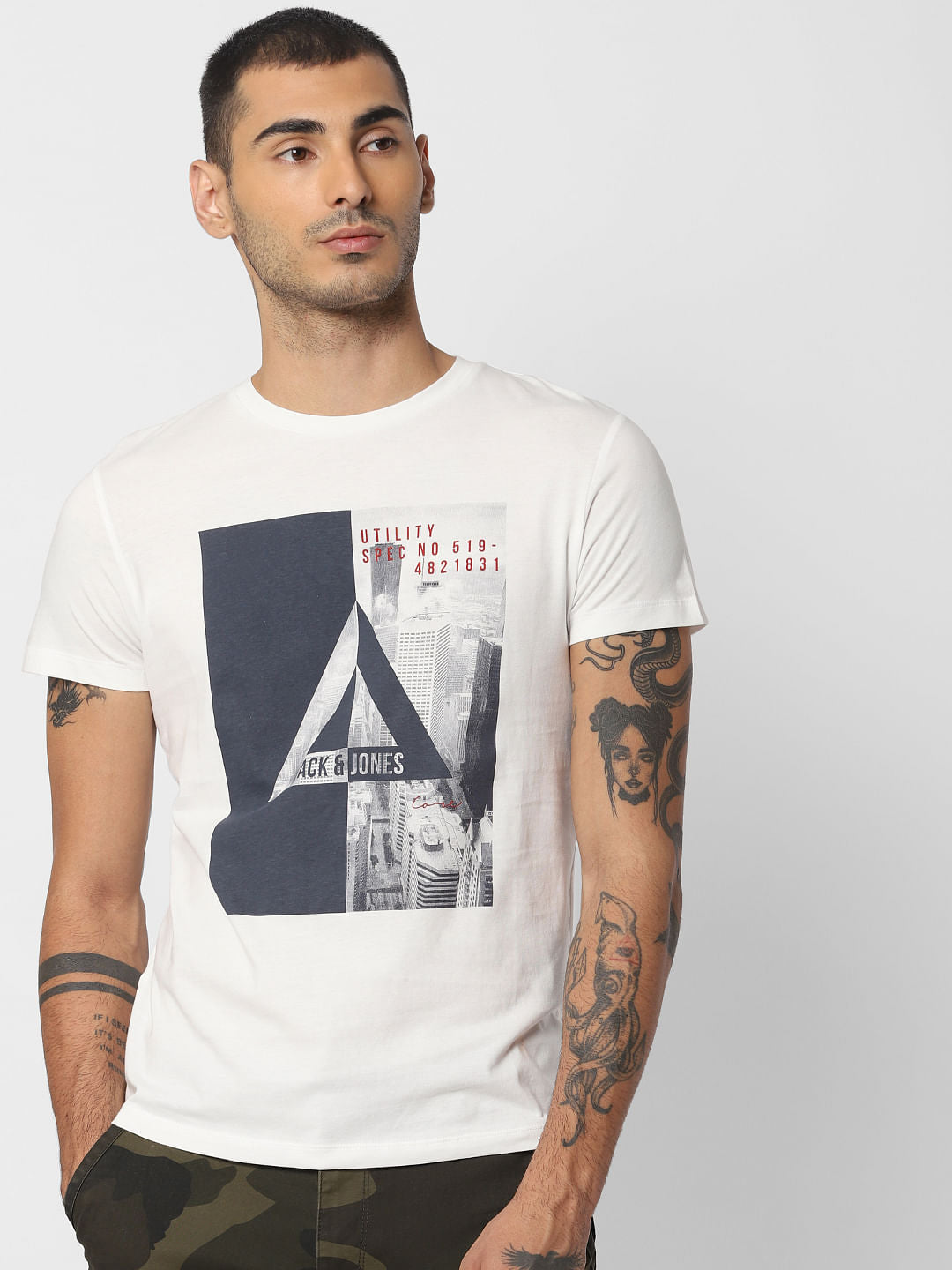 White Graphic Print Crew Neck T-shirt