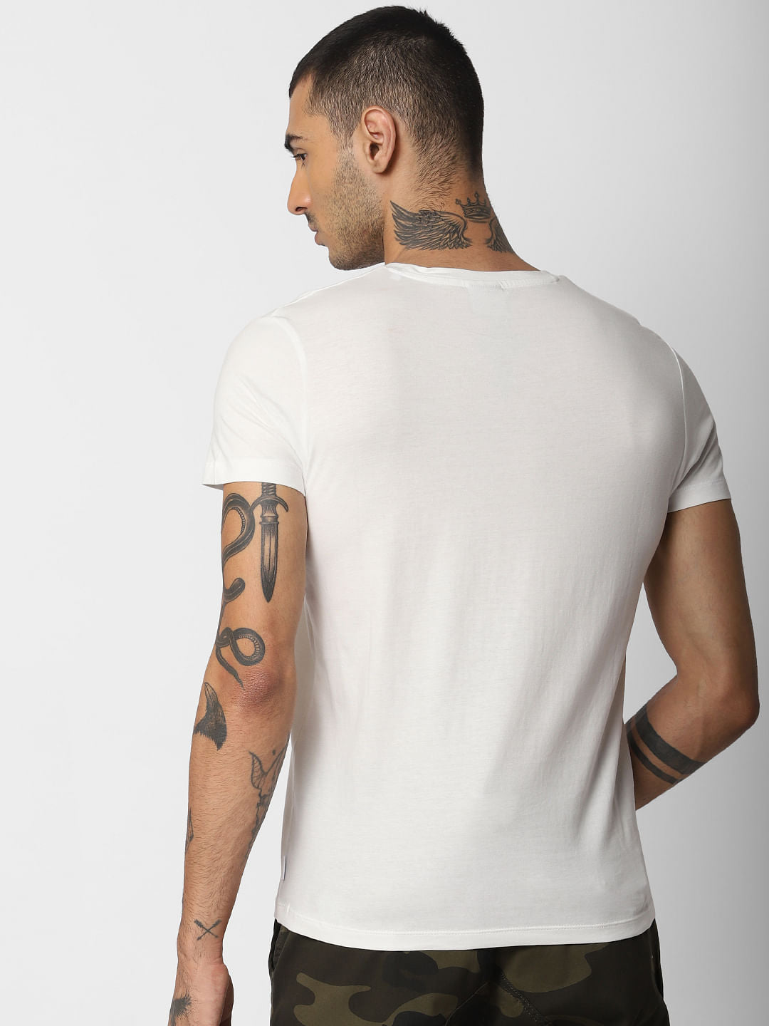 White Graphic Print Crew Neck T-shirt