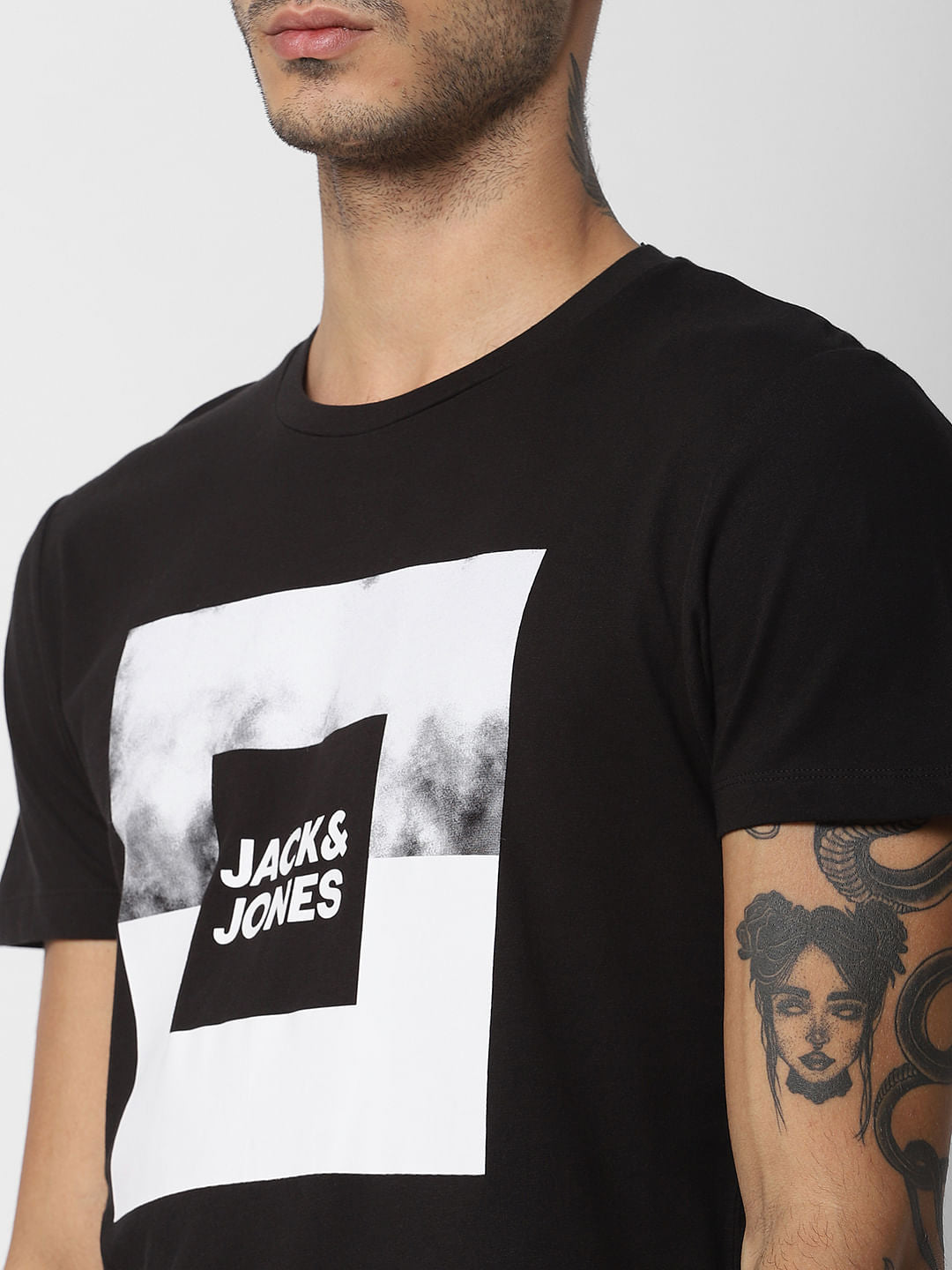 Black Logo Print Crew Neck T-shirt