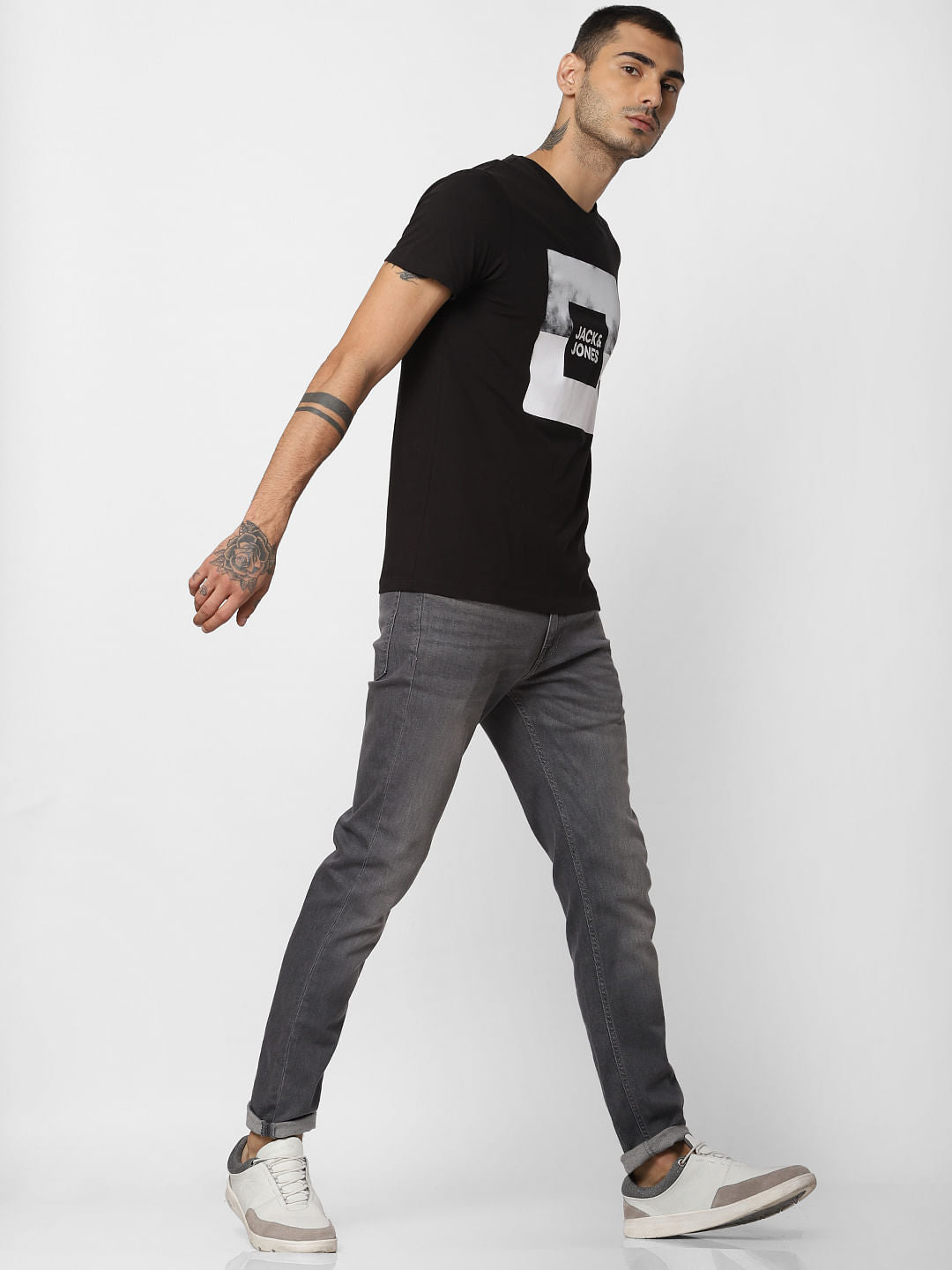 Black Logo Print Crew Neck T-shirt