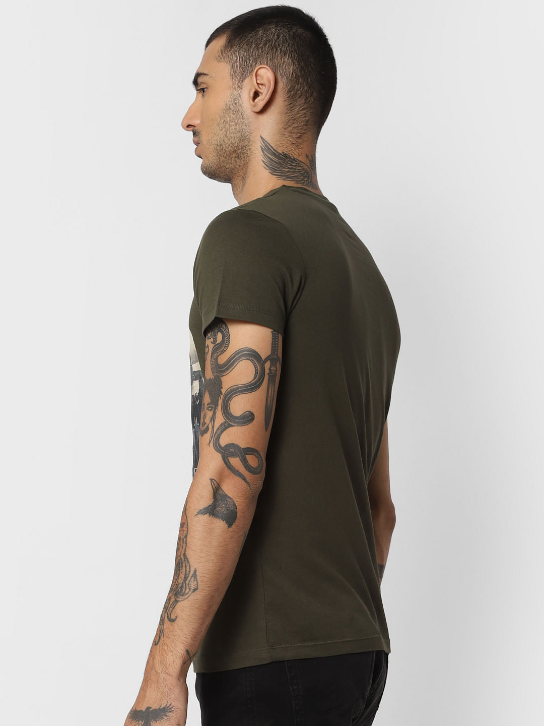 Green Graphic Print Crew Neck T-shirt