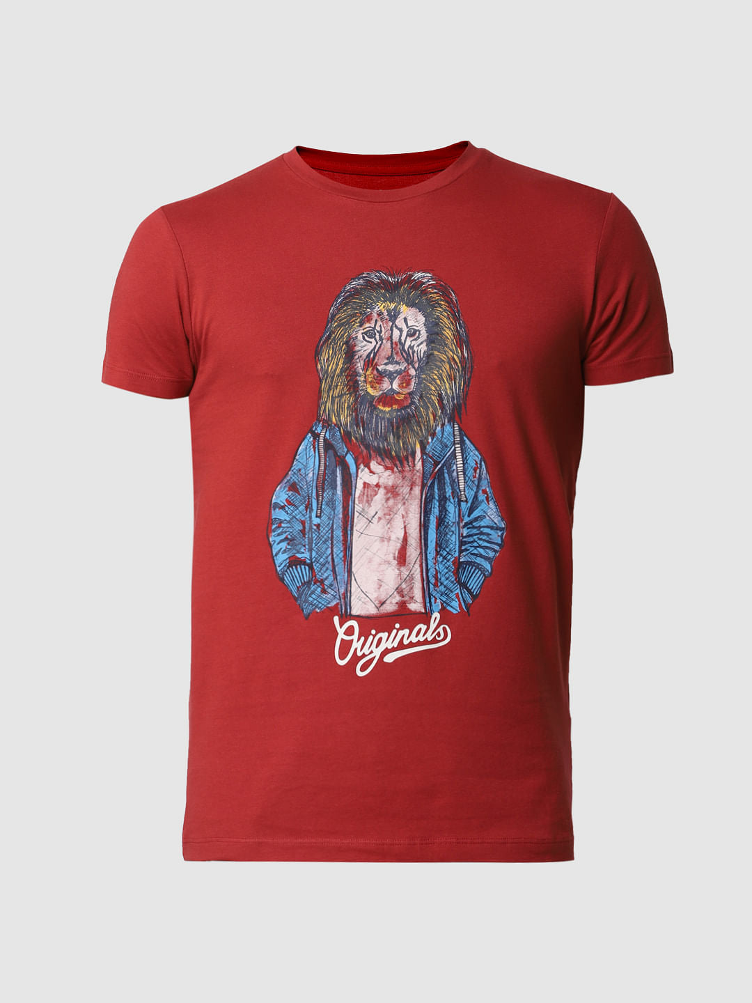 Red Graphic Print Crew Neck T-shirt