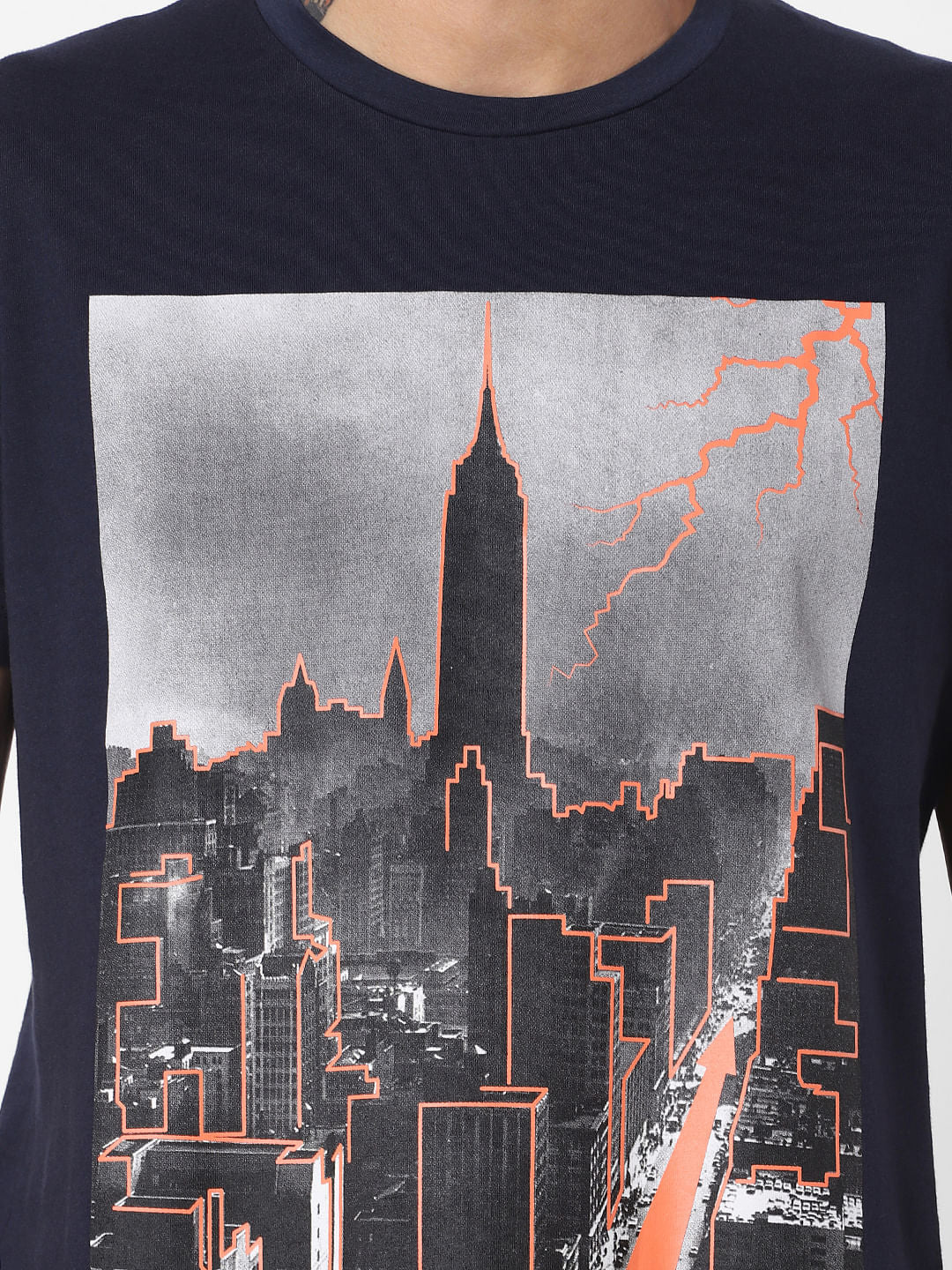 Blue Ny City Graphic Crew Neck T-Shirt