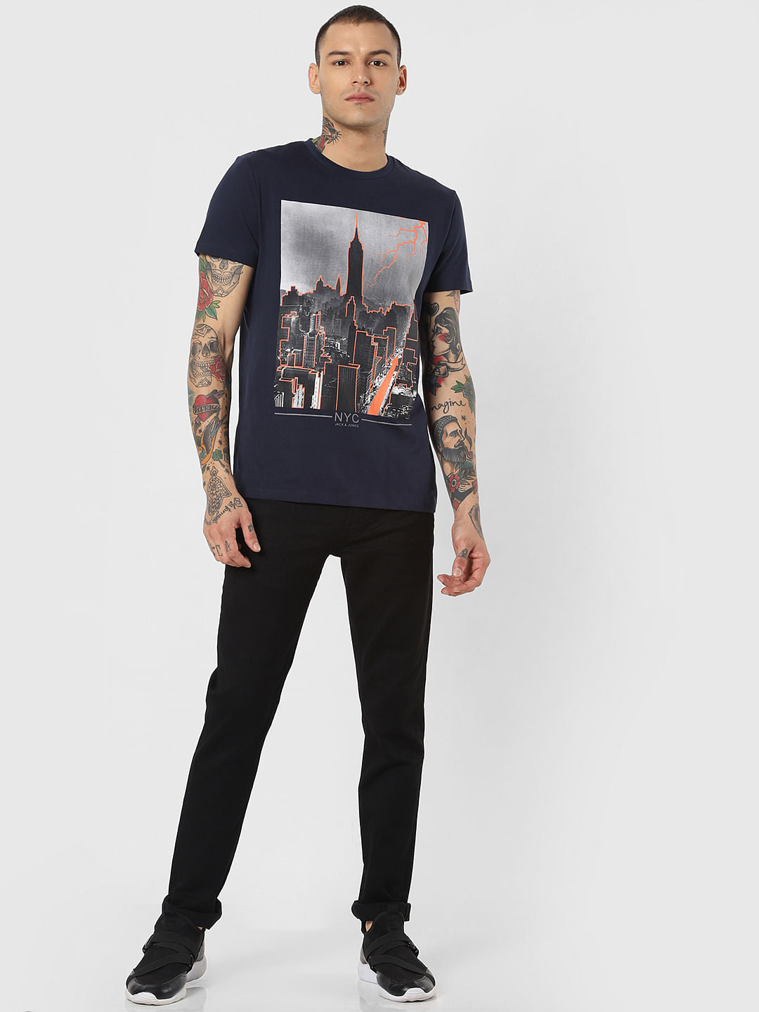 Blue Ny City Graphic Crew Neck T-Shirt
