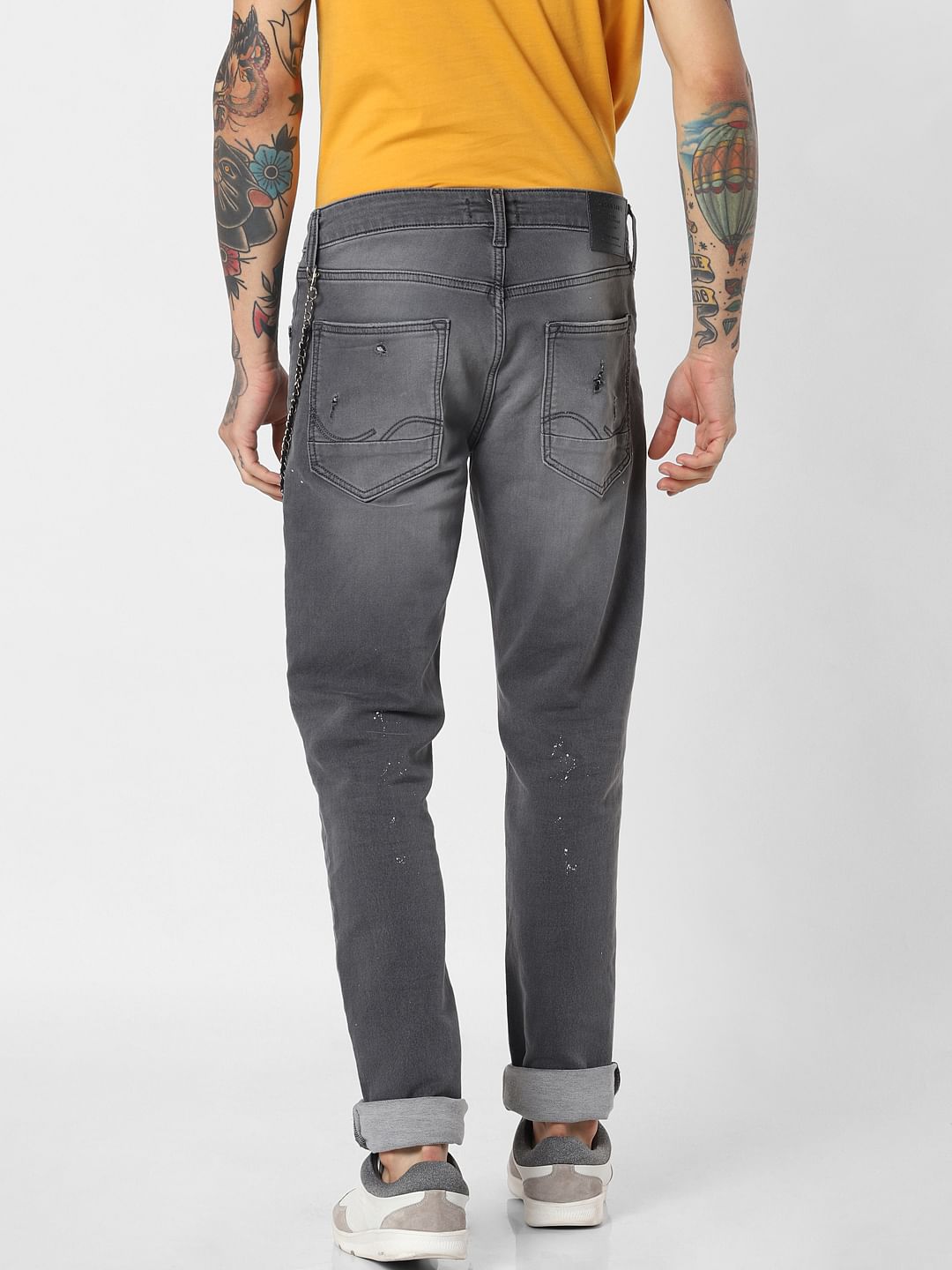 Grey Indigo Knit Ripped Tim Anti Fit Jeans