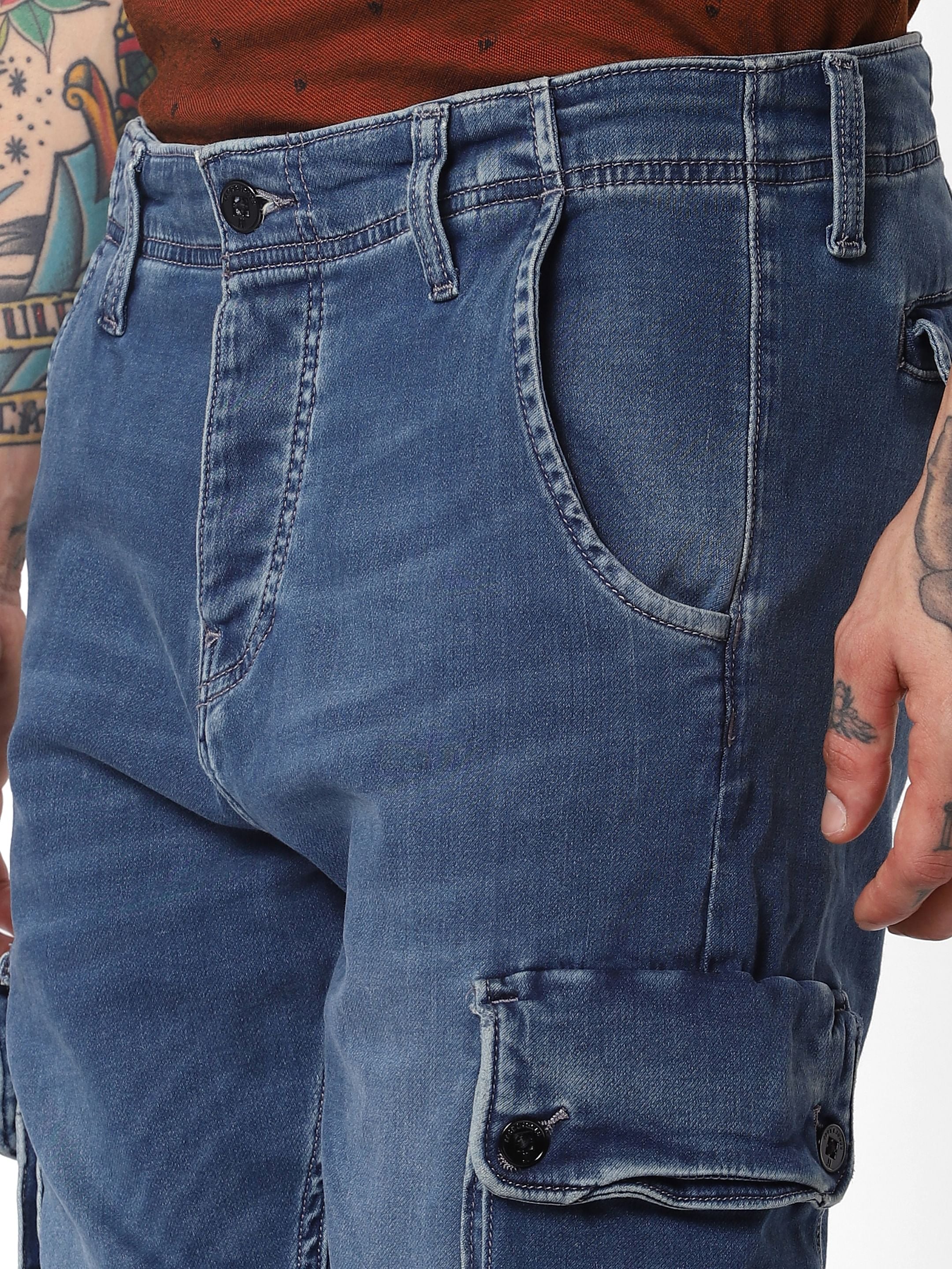 Blue High Rise Indigo Knit Paul Anti Fit Jeans