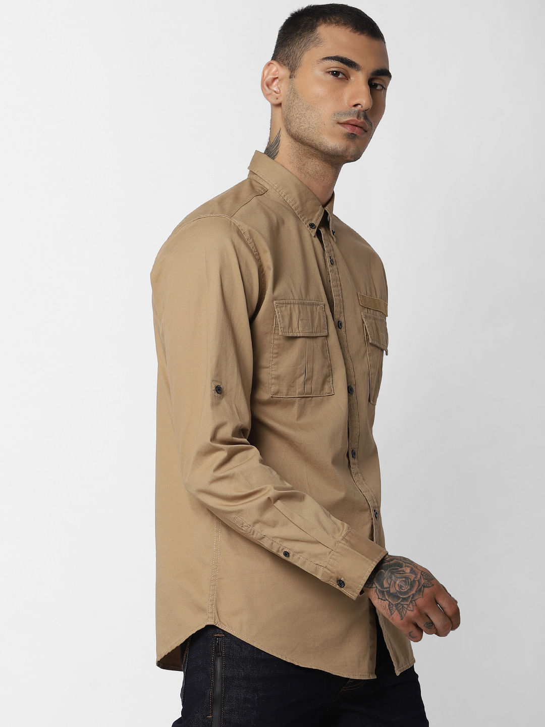 Brown Button Down Full Sleeves Shirt