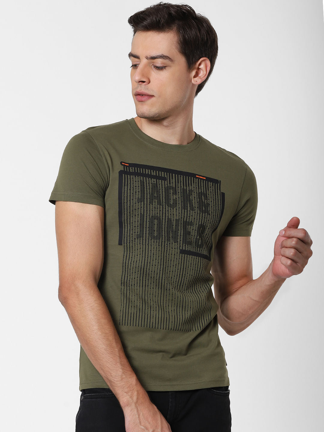 Green Graphic Print Crew Neck T-Shirt
