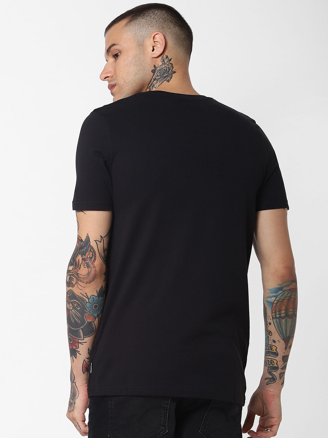 Black Logo Print Crew Neck T-Shirt