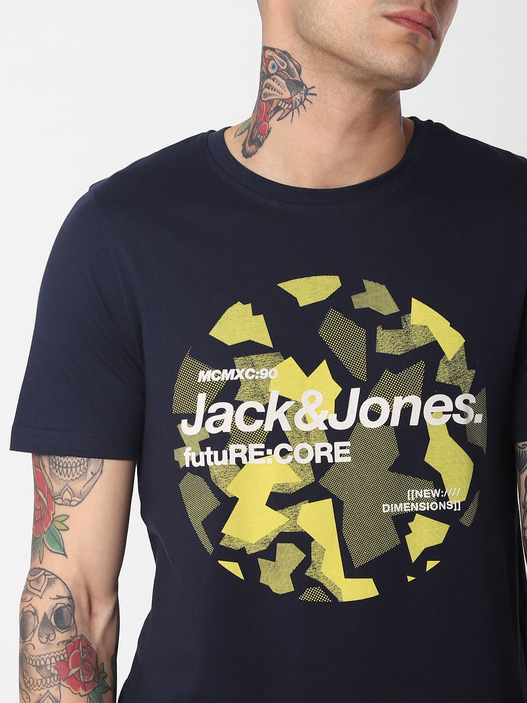 Blue Logo Print Crew Neck T-Shirt