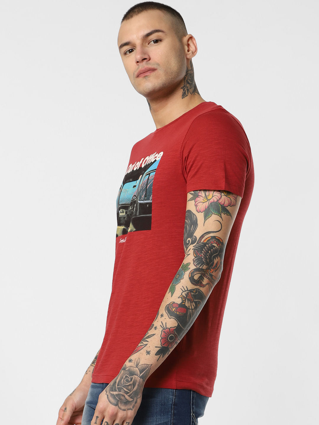 Red Graphic Print Crew Neck T-Shirt