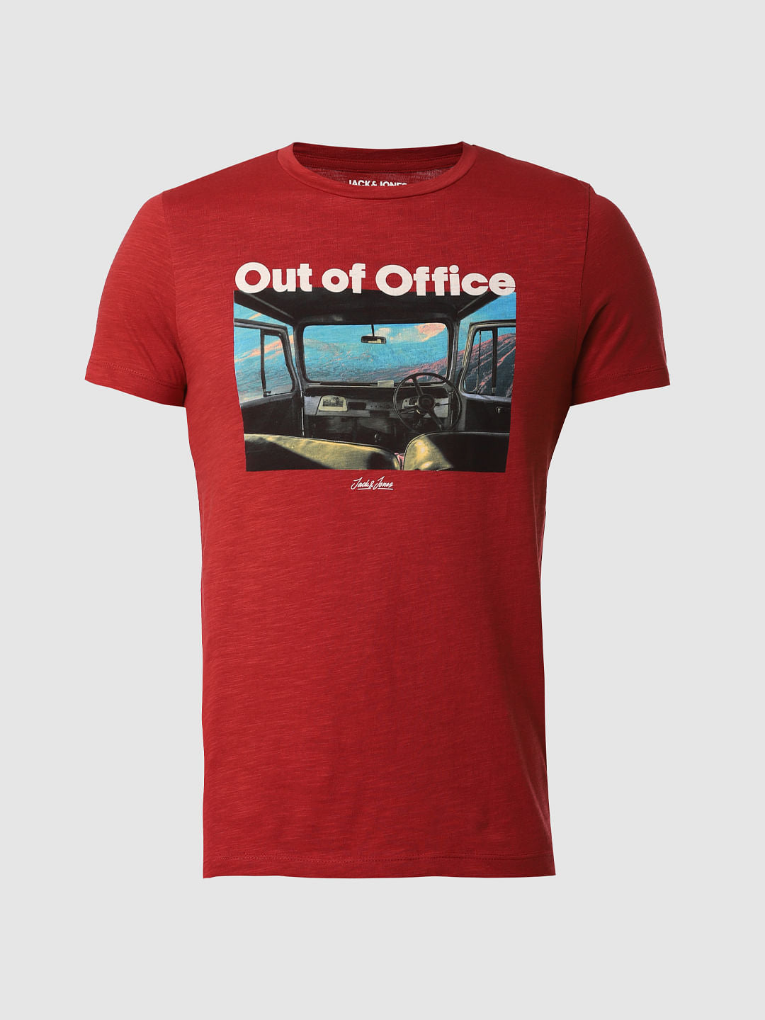 Red Graphic Print Crew Neck T-Shirt