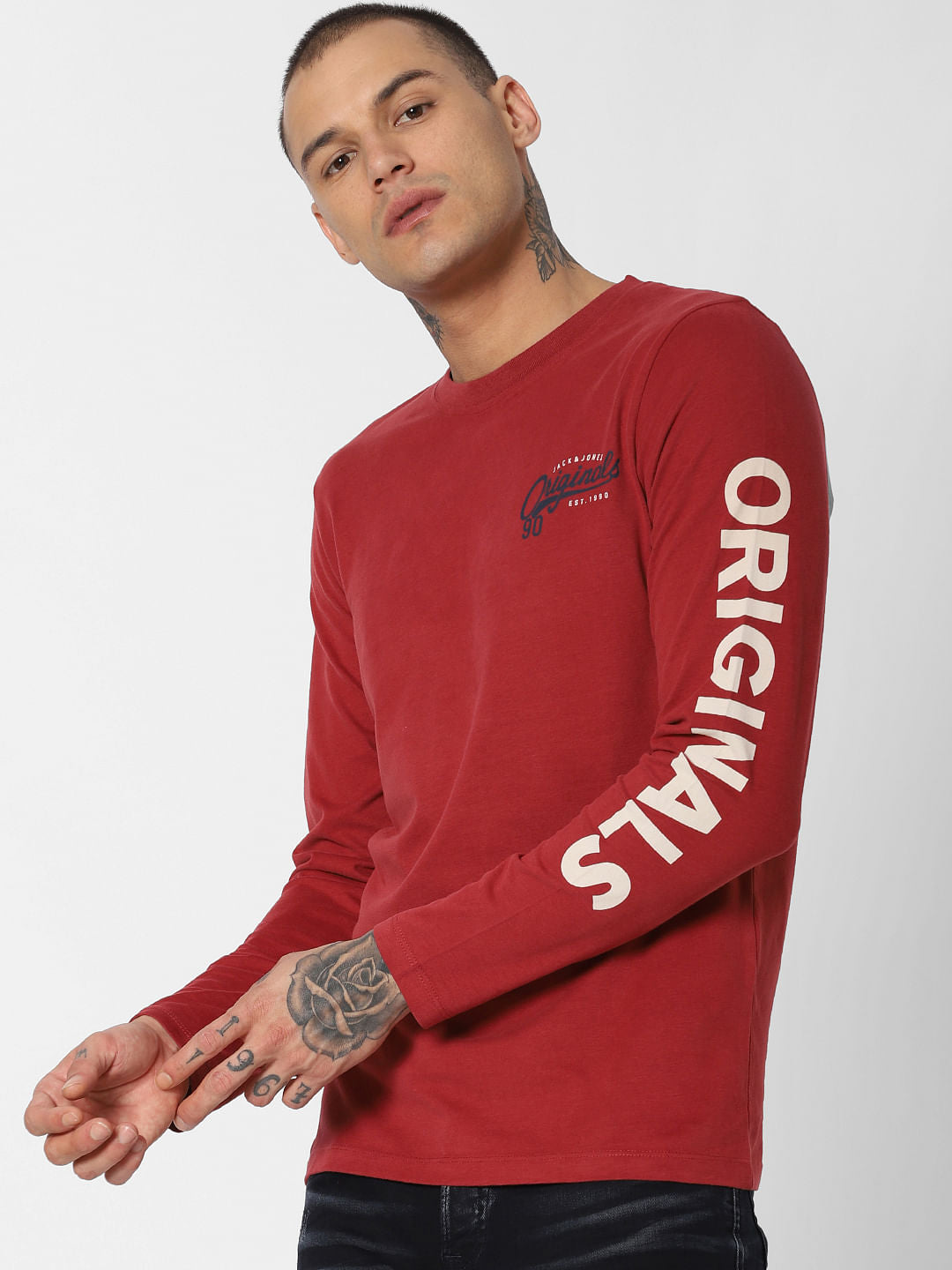 Red Logo Print Crew Neck T-Shirt