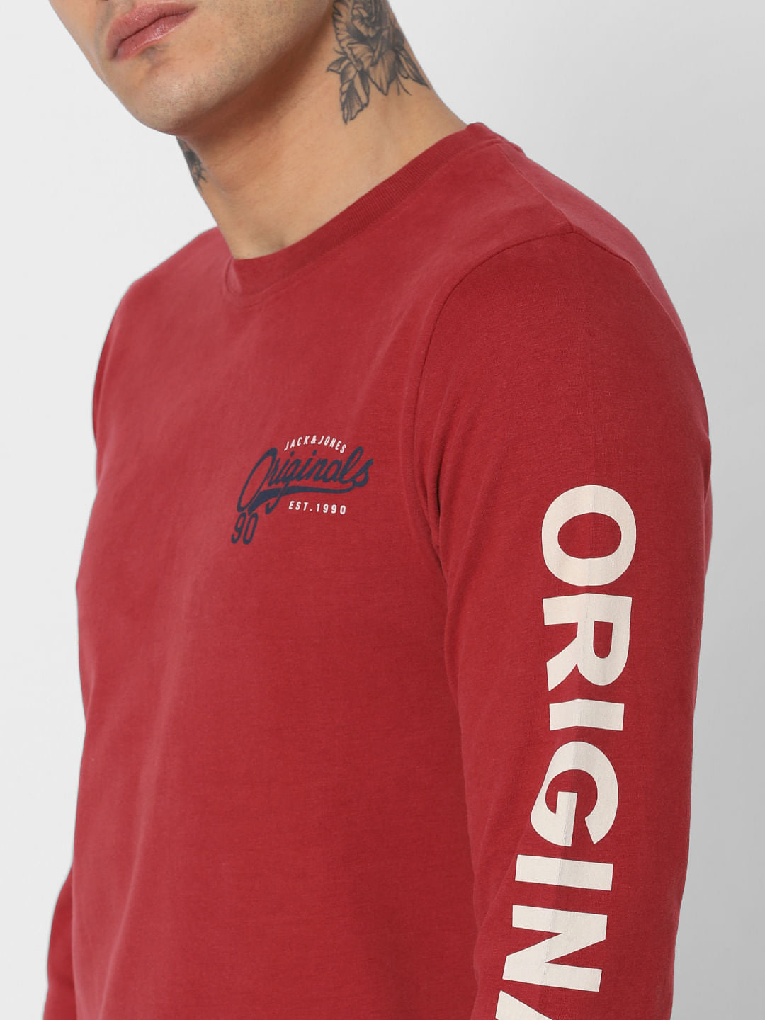 Red Logo Print Crew Neck T-Shirt