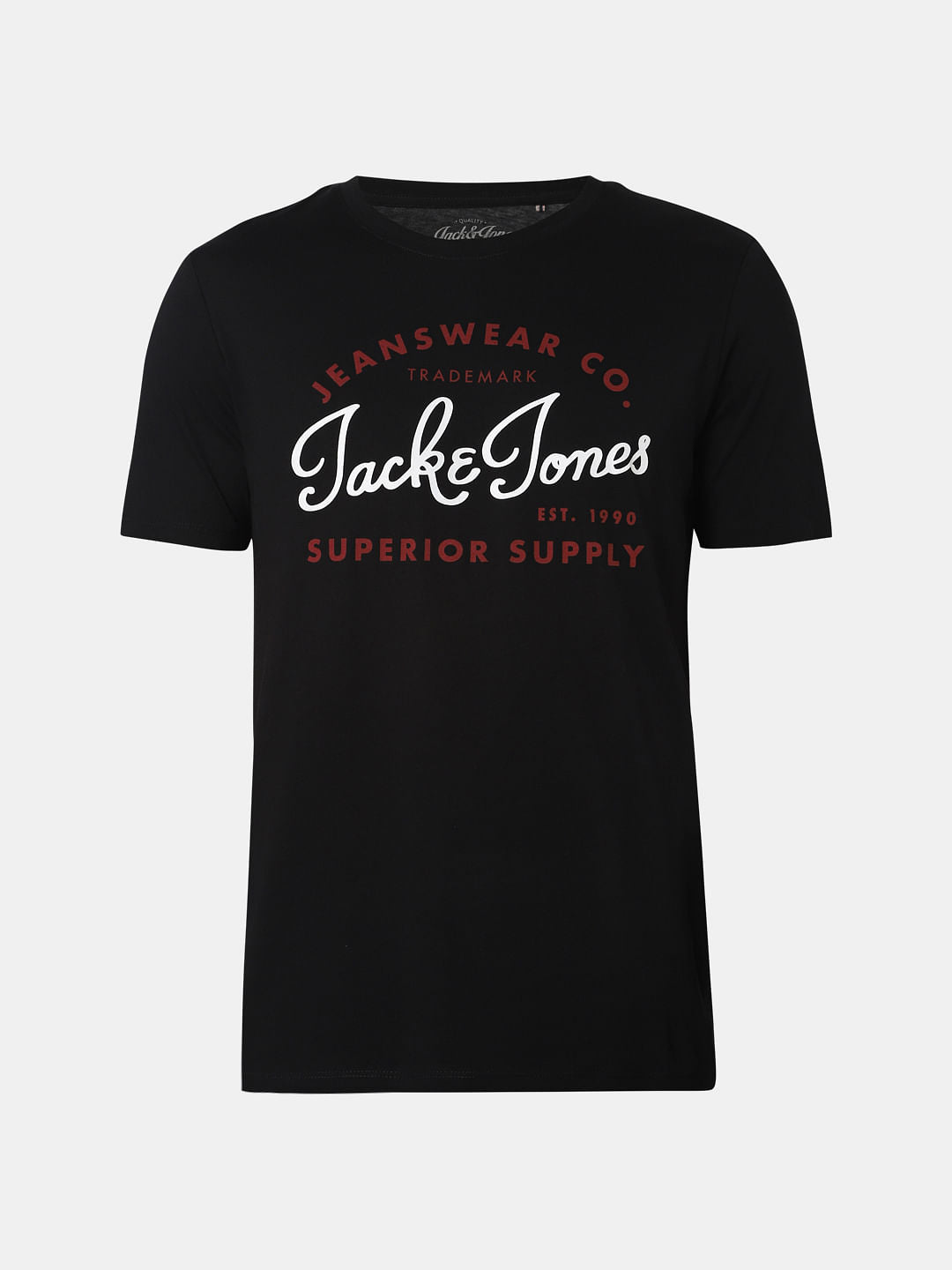 Black Logo Print Crew Neck T-Shirt