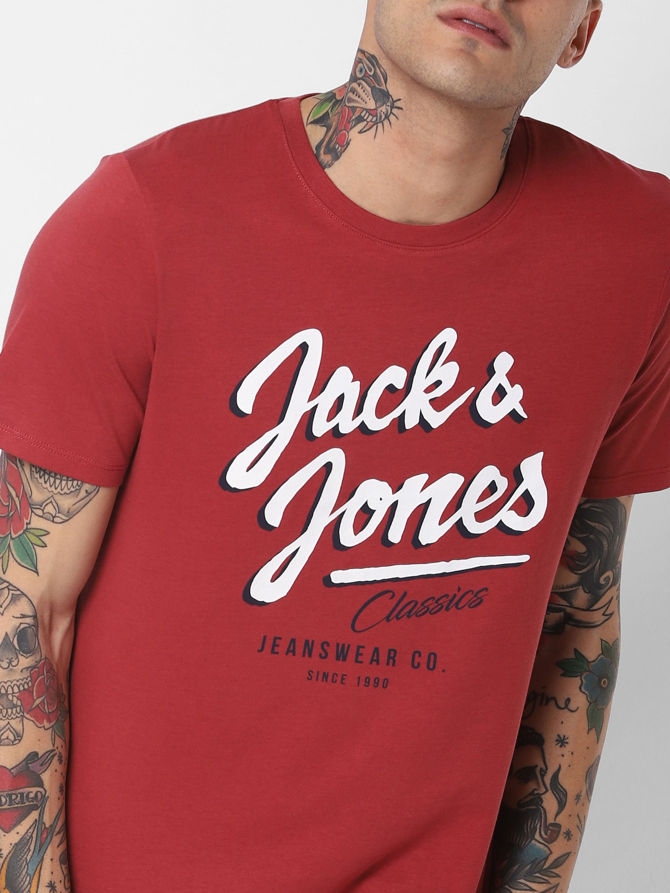Red Logo Print Crew Neck T-Shirt