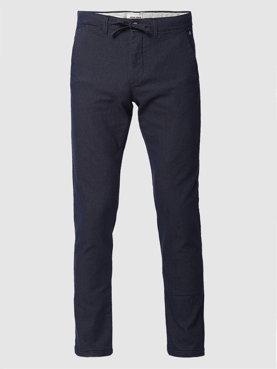 Navy Blue Mid Rise Slim Fit Pants