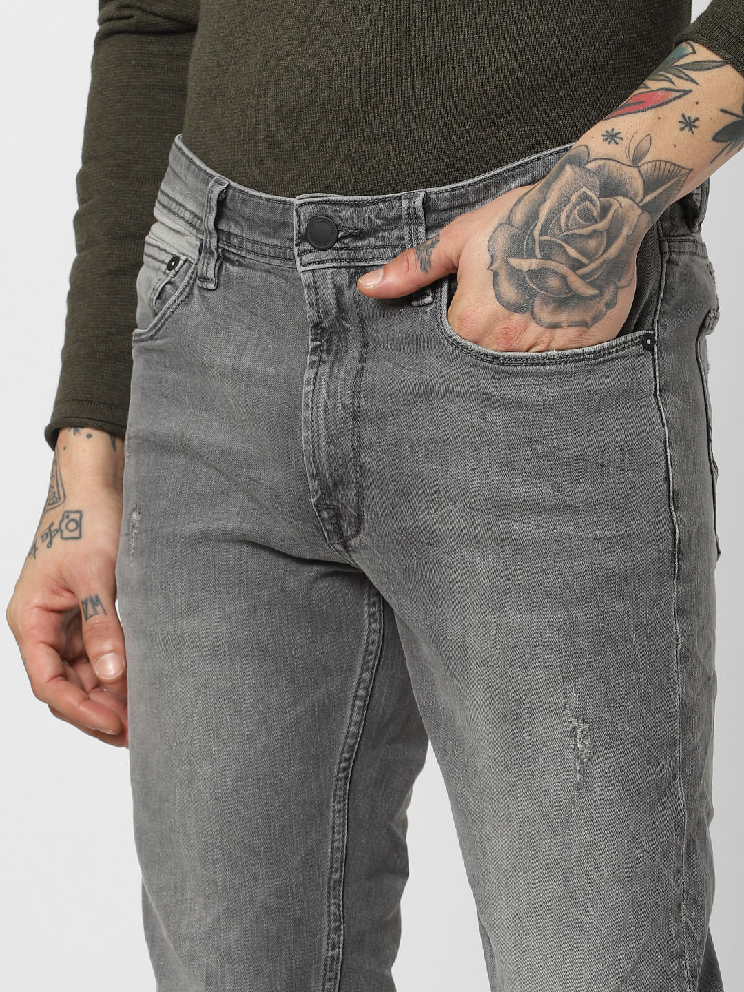 Grey Low Rise Ben Slim Fit Jeans