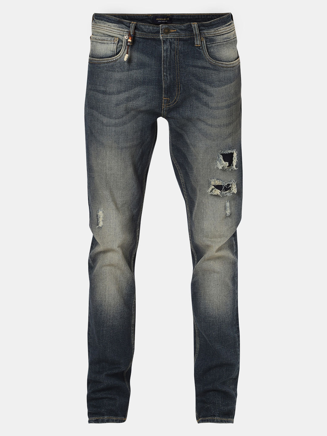 Blue Low Rise Ripped Skinny Jeans