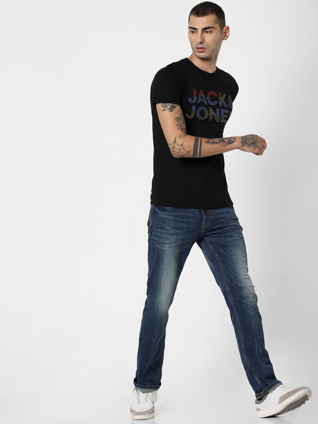 Dark Blue Mid Rise Clark Regular Fit Jeans