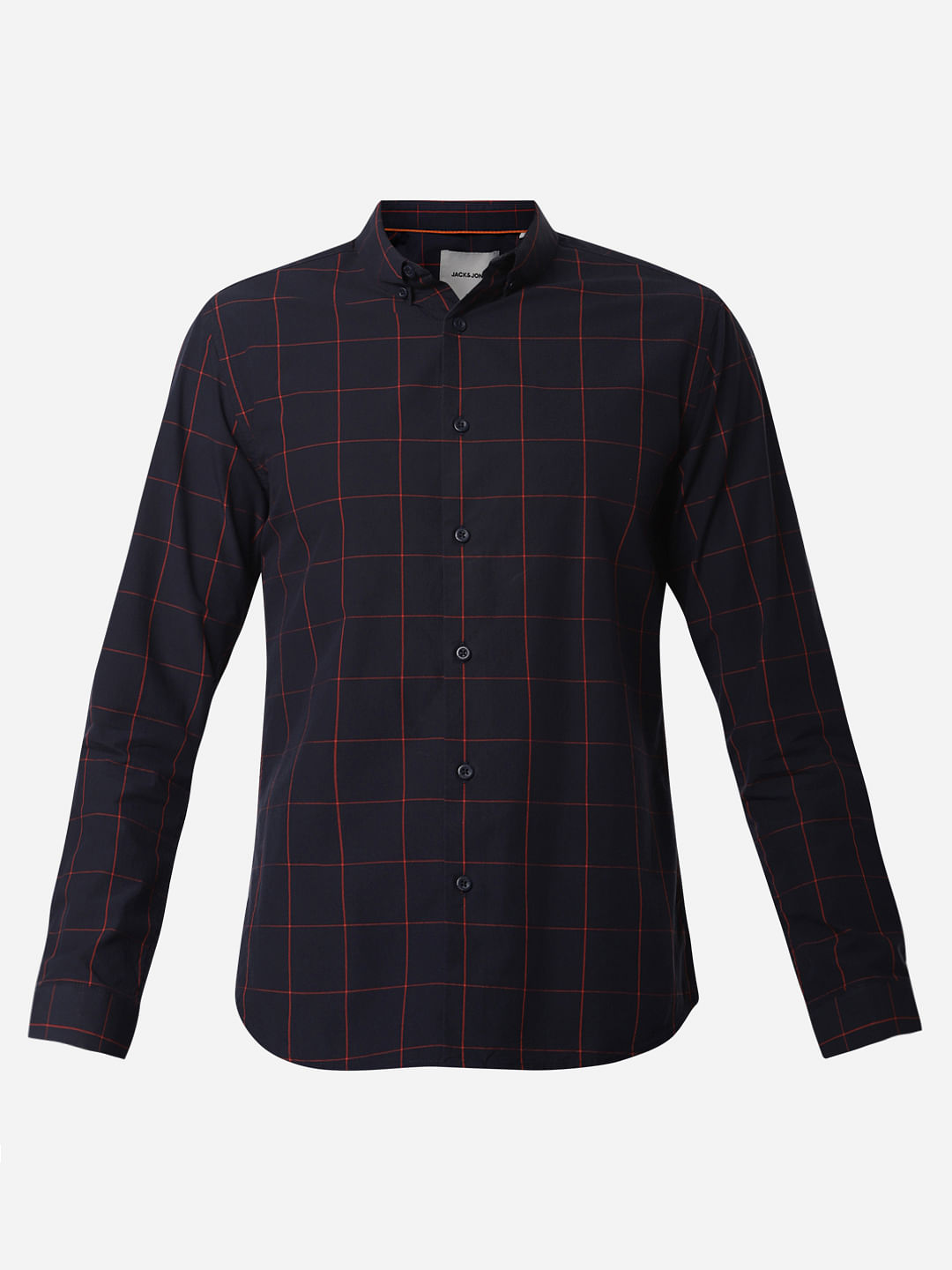 Navy Blue Check Full Sleeves Shirt