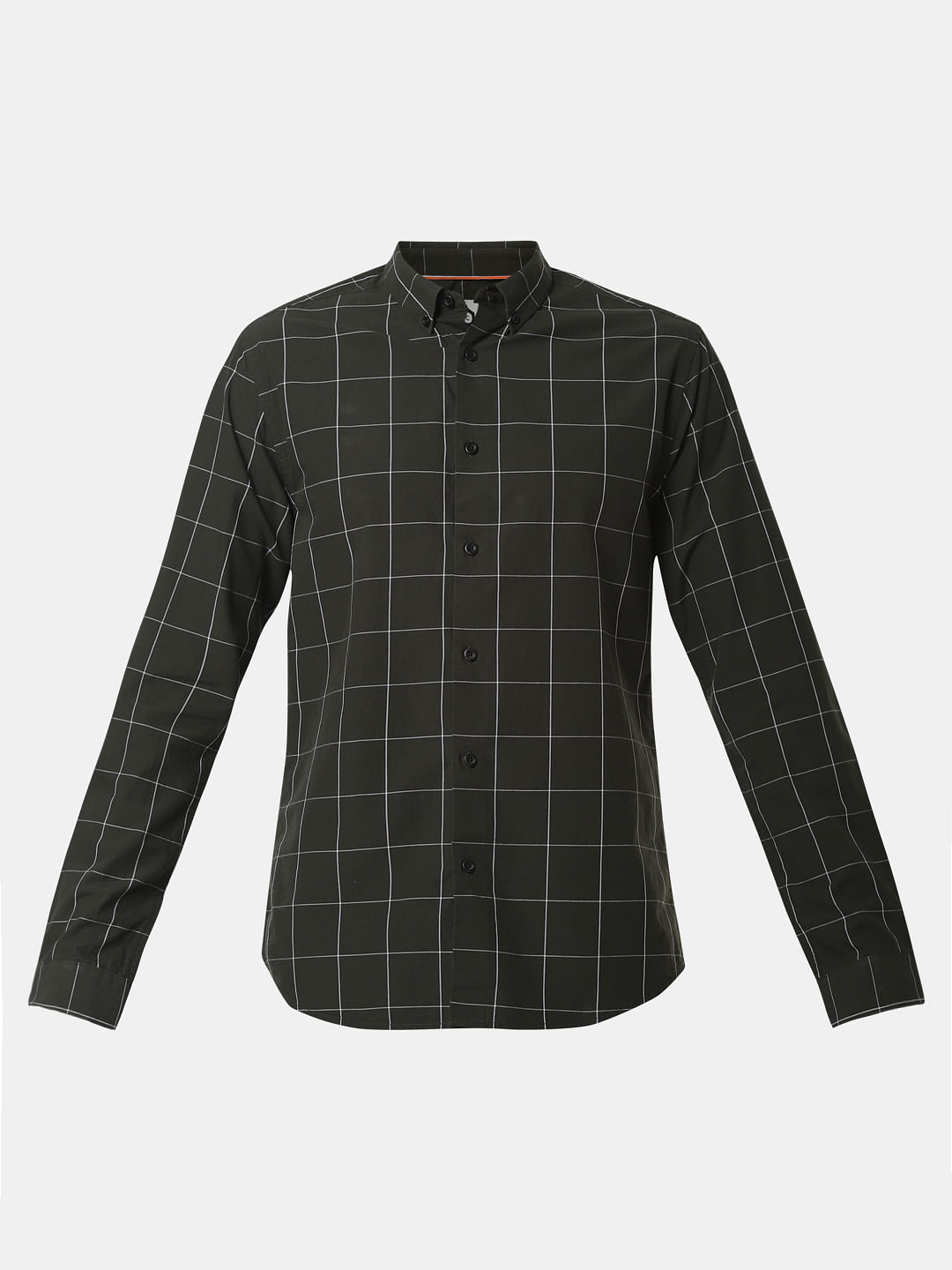 Dark Green Check Full Sleeves Shirt