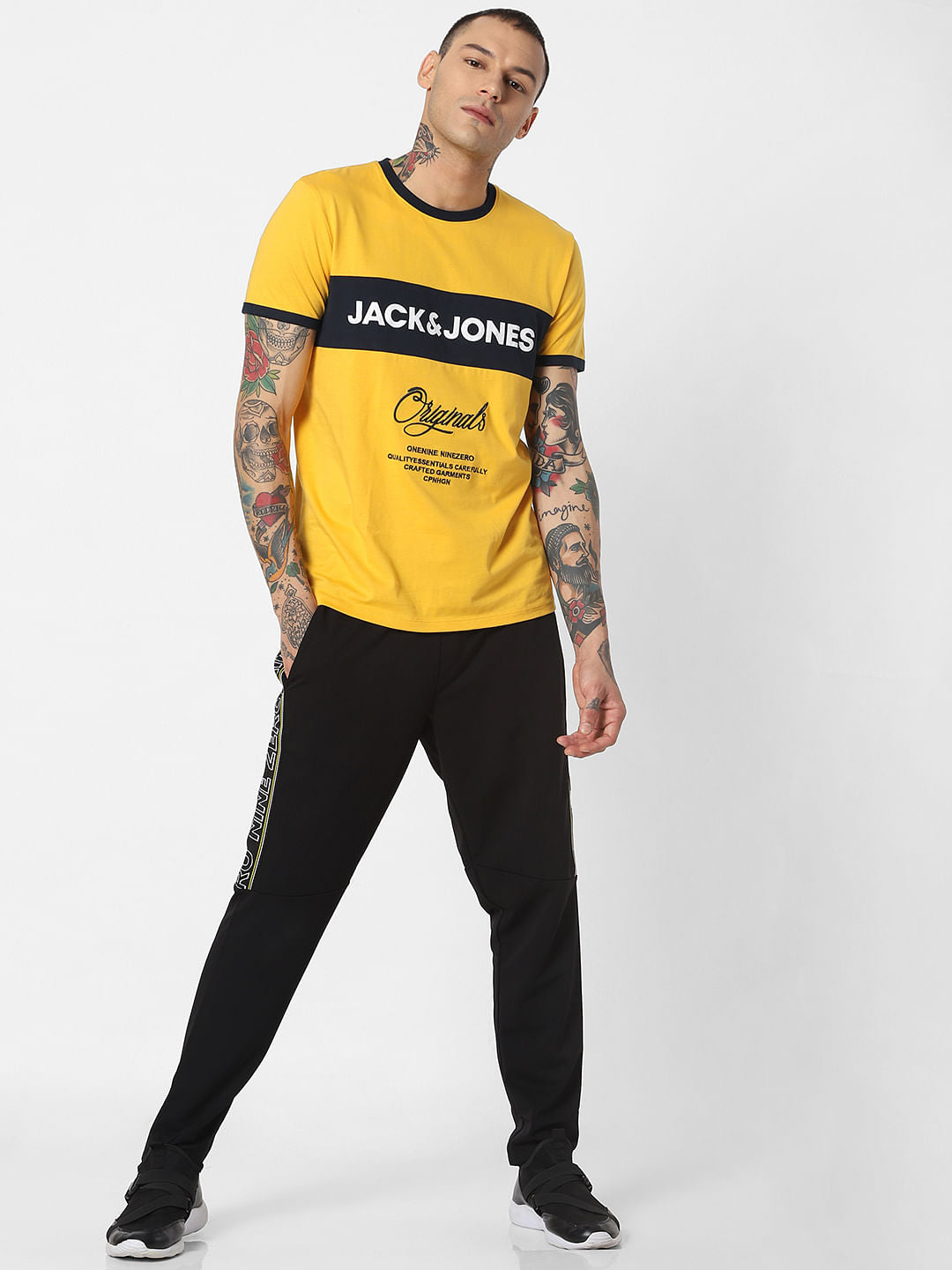 Yellow Contrast Tipping Crew Neck T-Shirt