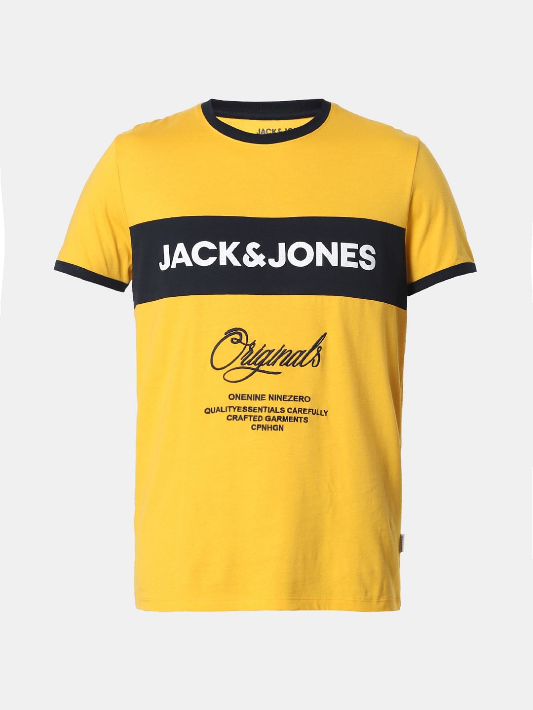 Yellow Contrast Tipping Crew Neck T-Shirt