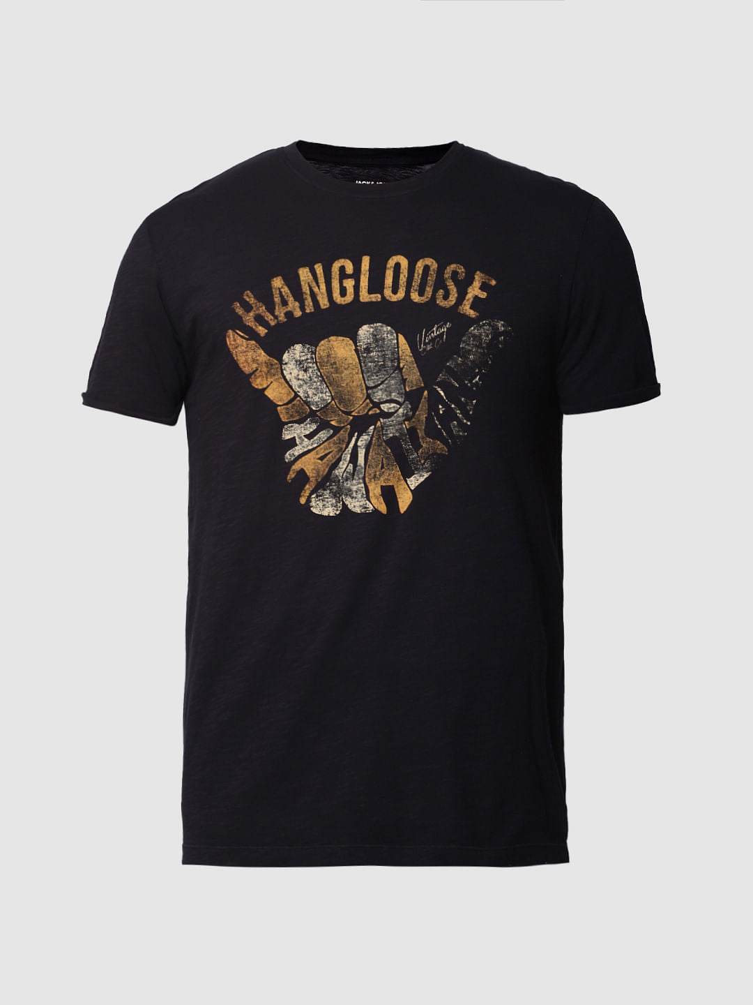 Black Graphic Print Crew Neck T-shirt