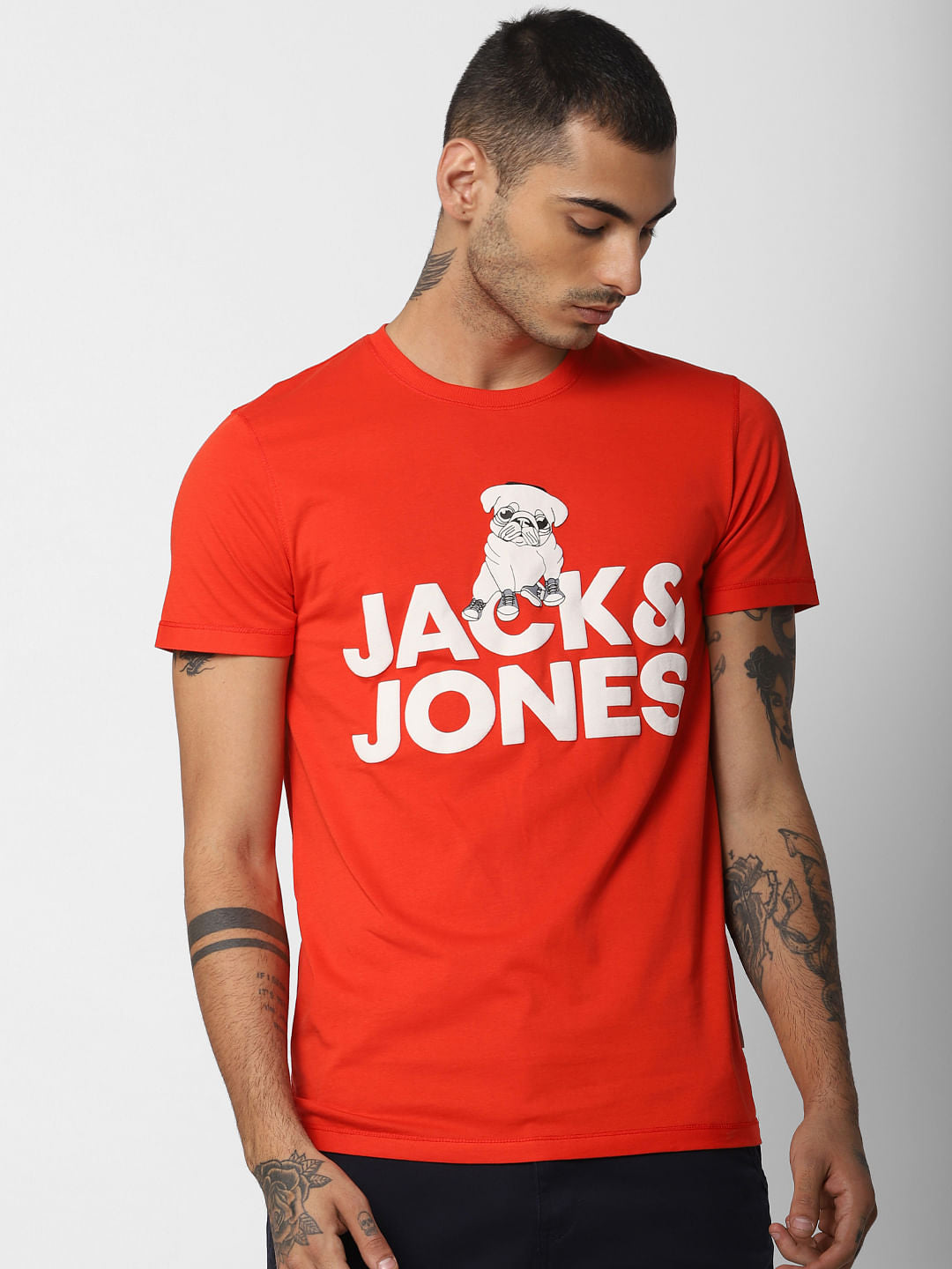 Red Logo Print Crew Neck T-shirt