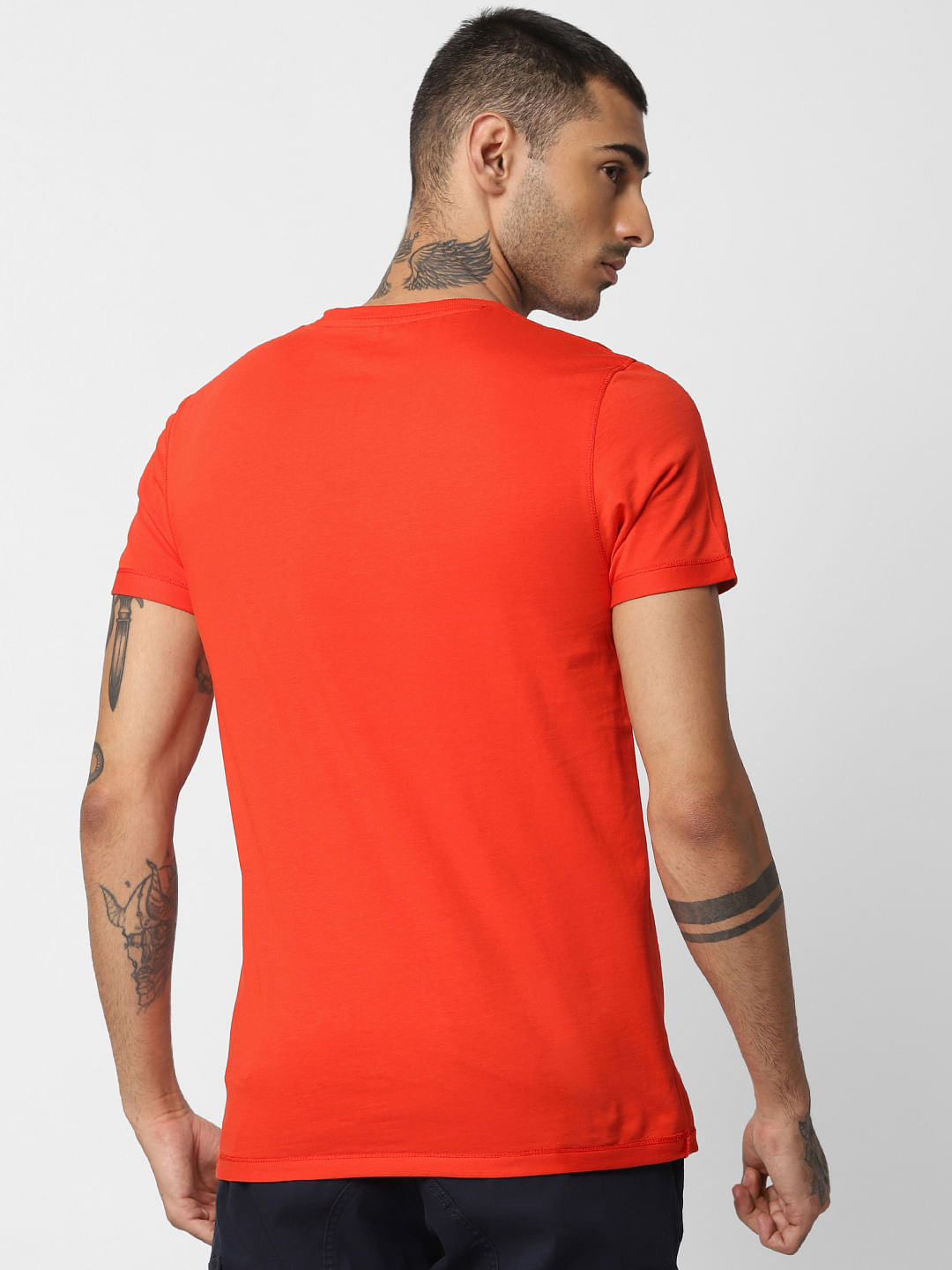 Red Logo Print Crew Neck T-shirt
