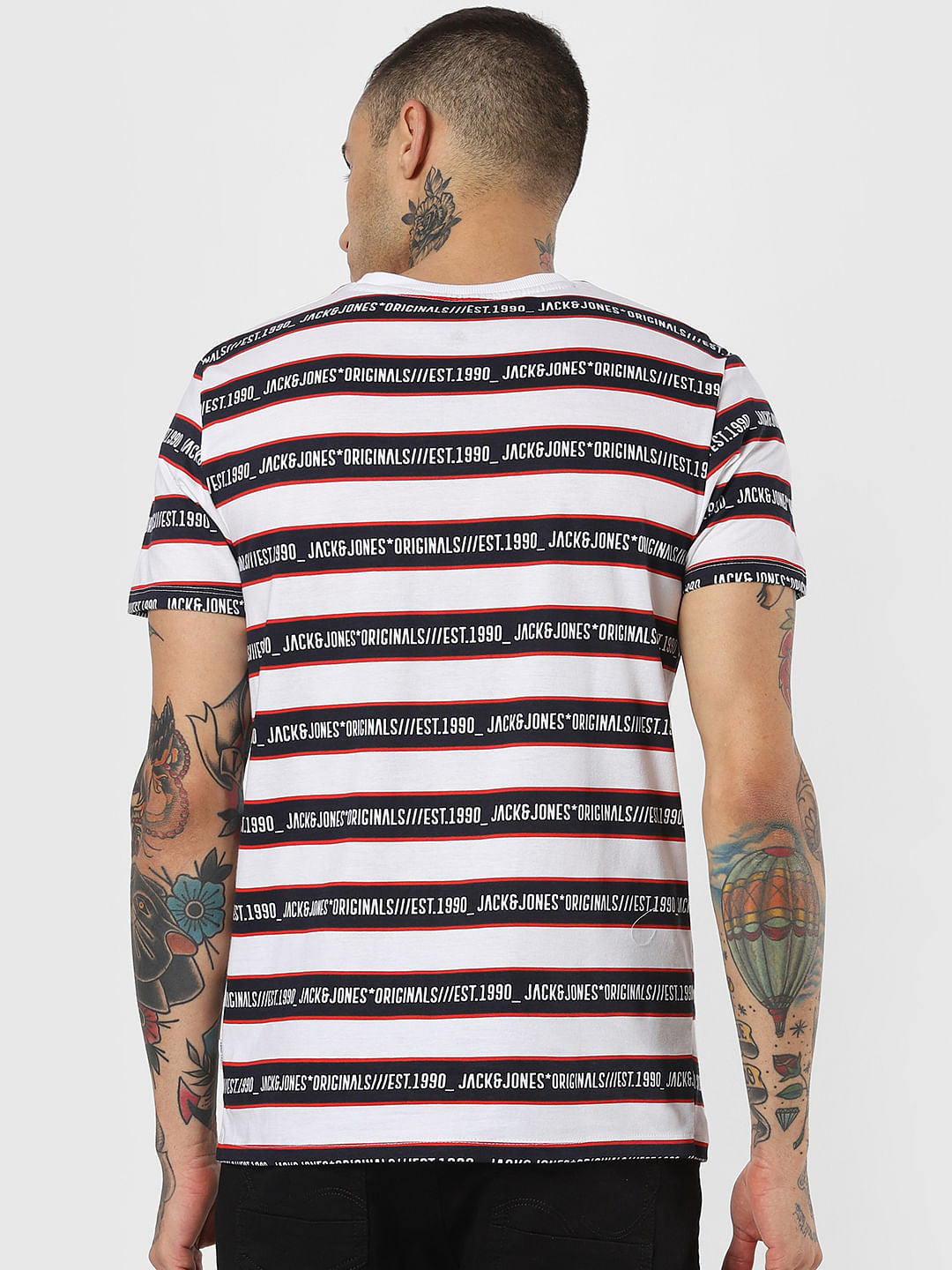 White Striped Crew Neck T-Shirt