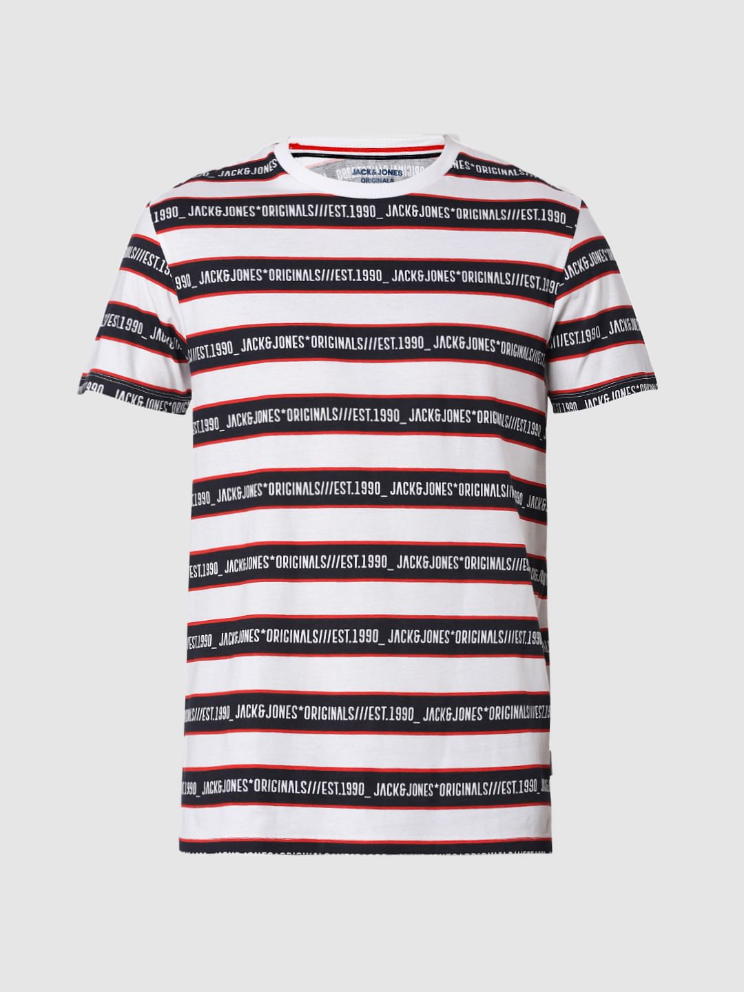 White Striped Crew Neck T-Shirt
