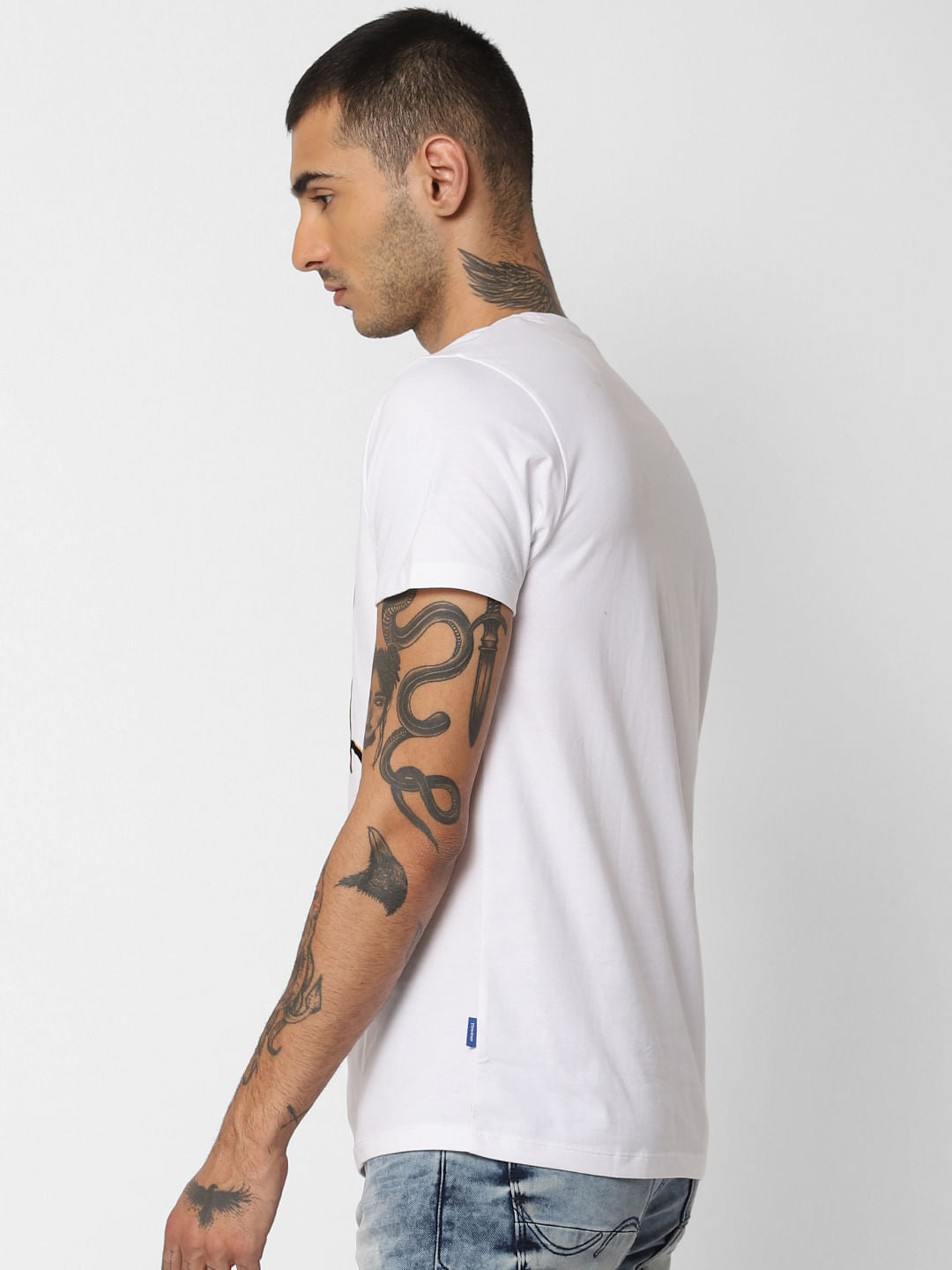 White Graphic Print Crew Neck T-Shirt