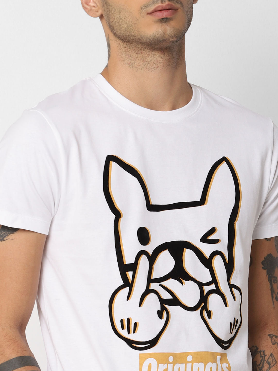 White Graphic Print Crew Neck T-Shirt