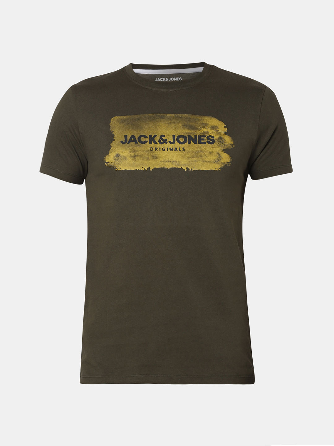 Dark Green Logo Print Crew Neck T-Shirt